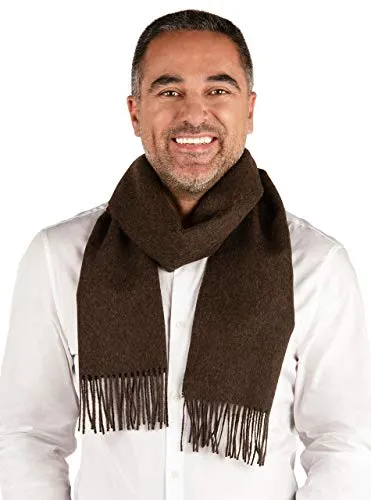 100% Pure Baby Alpaca Wool Scarf, Solid Natural Dye-free Colors (Dark Brown Heather)