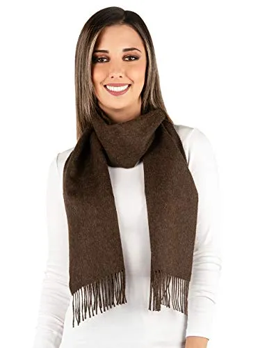 100% Pure Baby Alpaca Wool Scarf, Solid Natural Dye-free Colors (Dark Brown Heather)