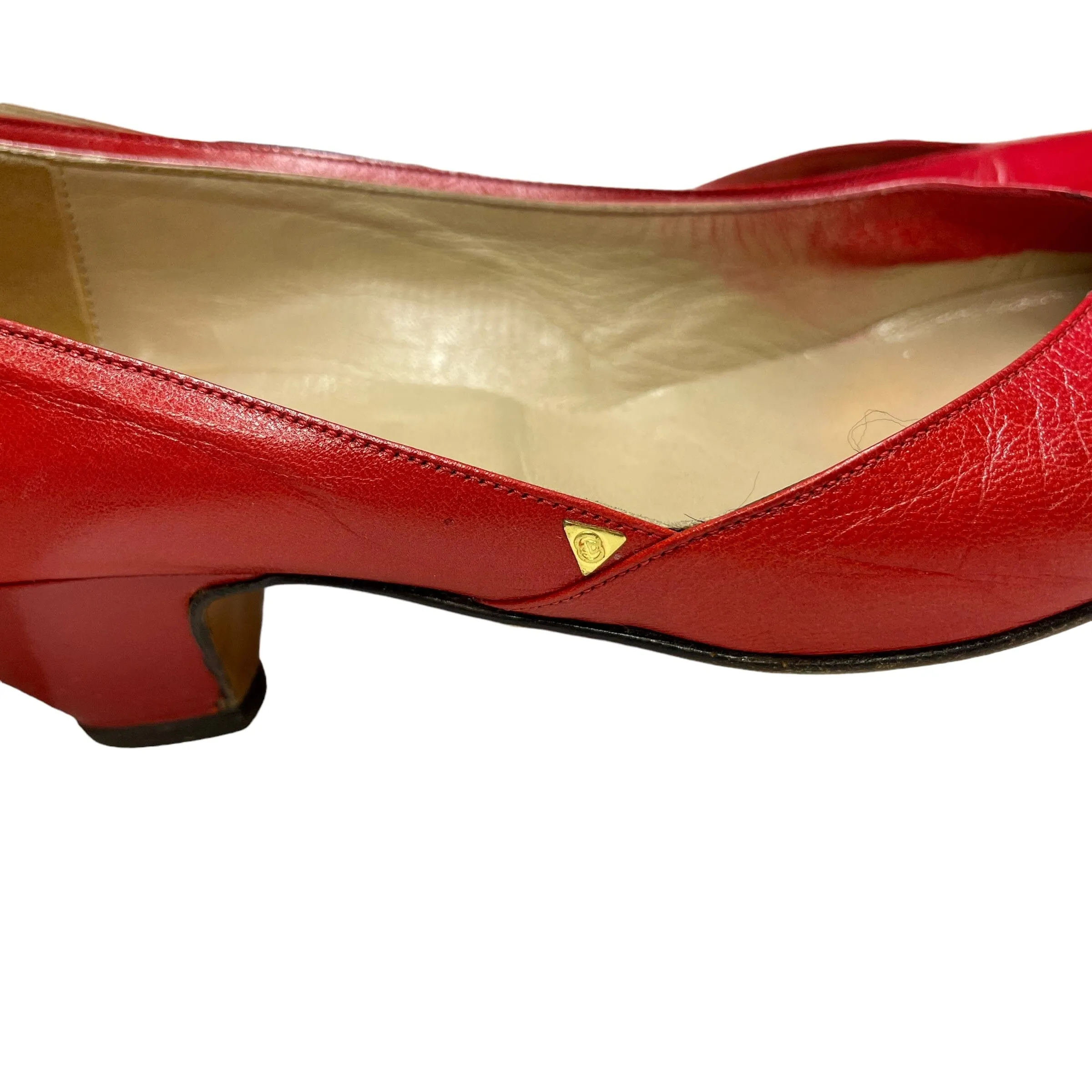 70s Gucci Red Hot Vintage Leather Pumps Size EU 36