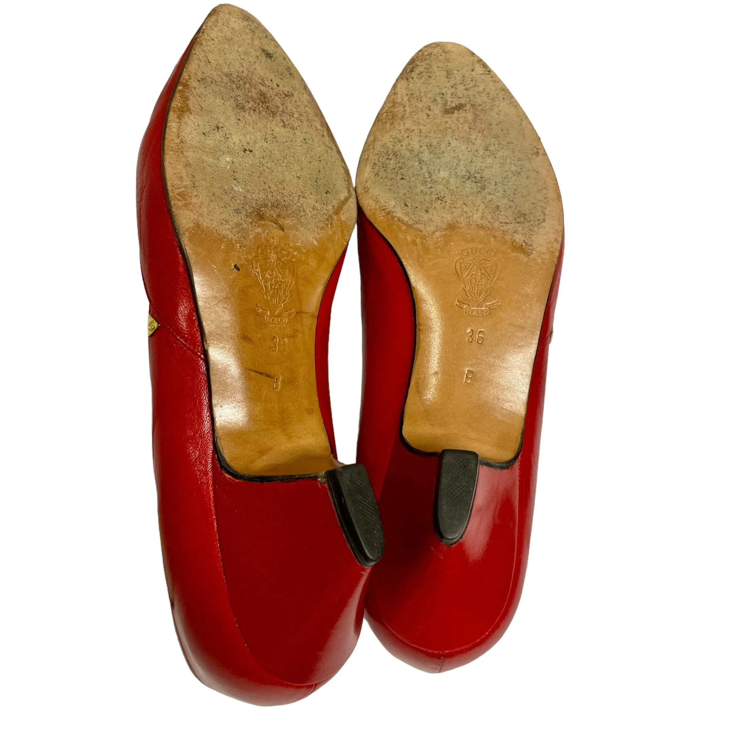 70s Gucci Red Hot Vintage Leather Pumps Size EU 36