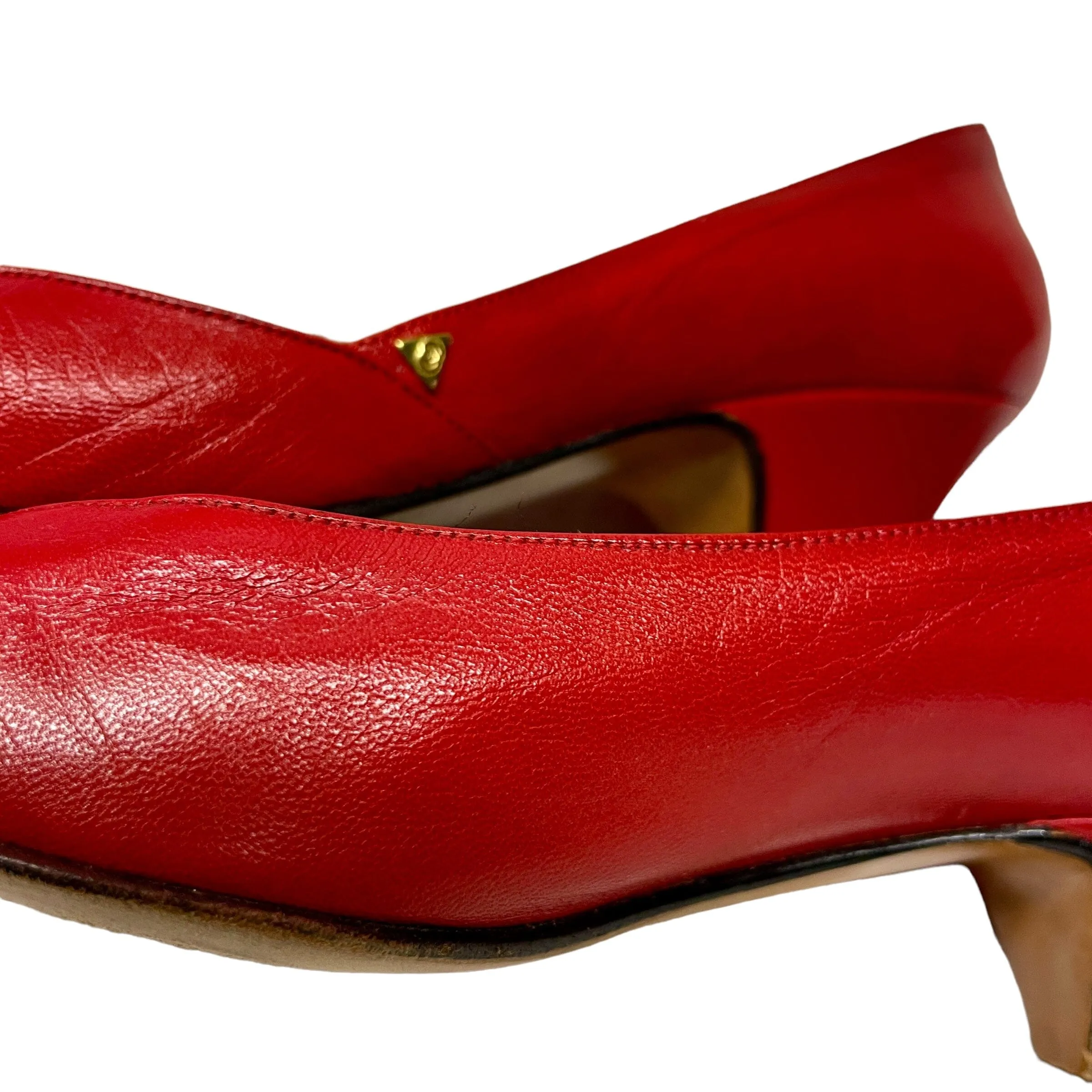 70s Gucci Red Hot Vintage Leather Pumps Size EU 36