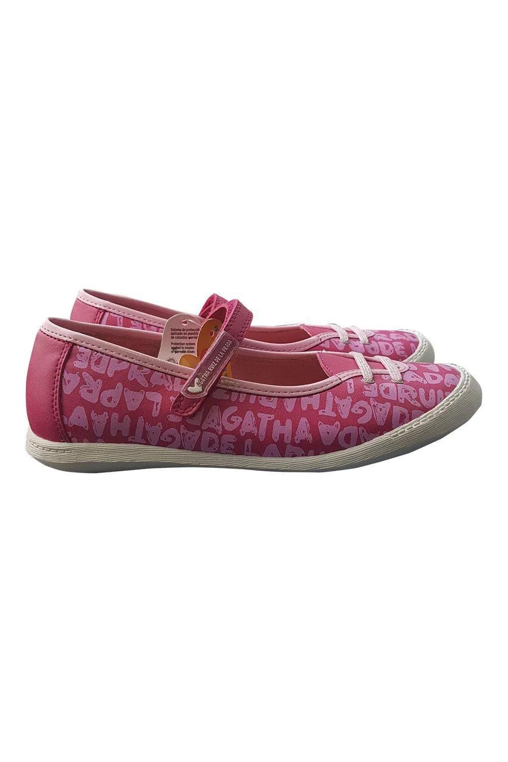 AGATHA RUIZ DE LA PRADA Girls Canvas Pink Writing Pumps (34)