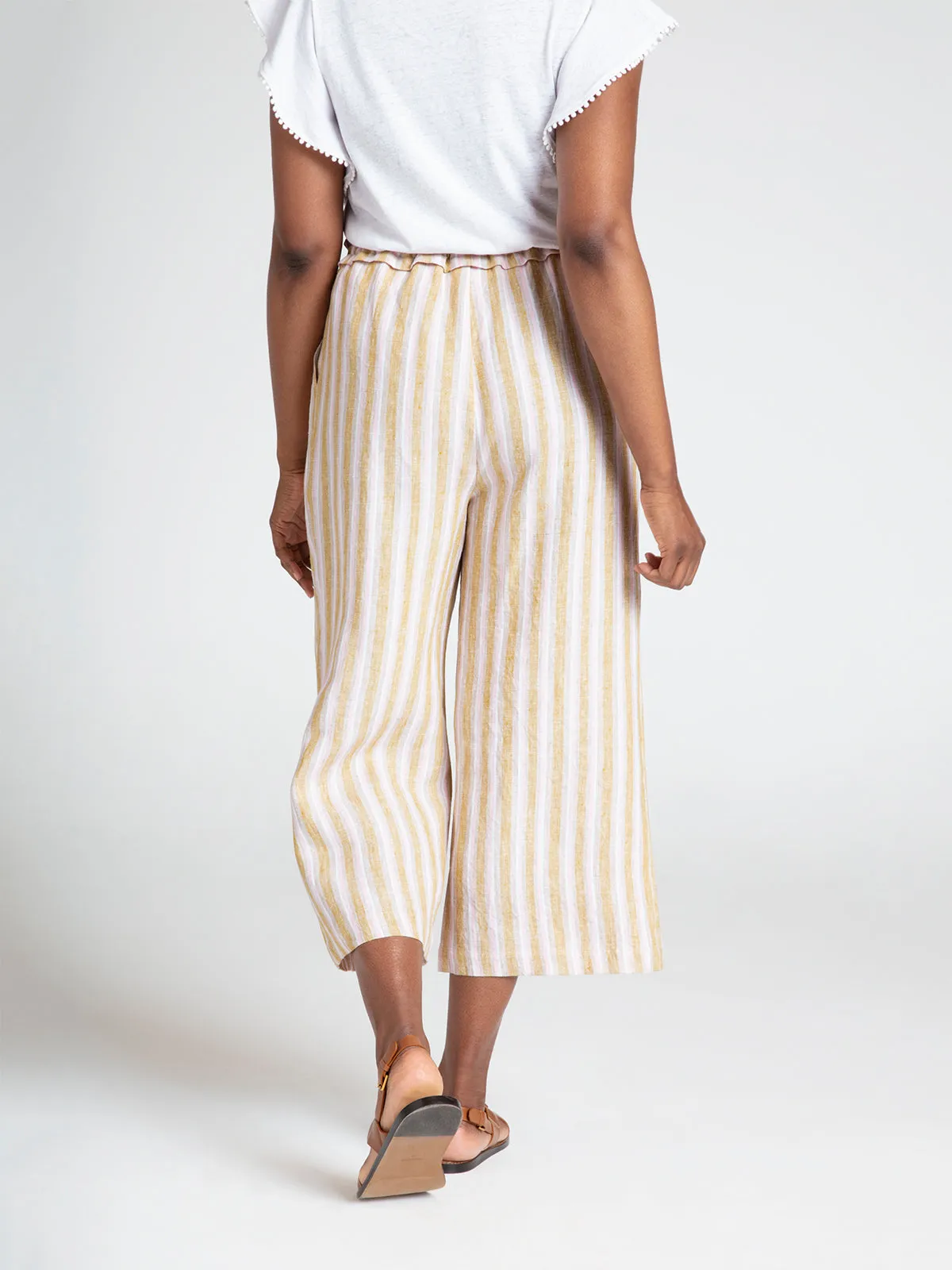 Alana Hemp Stripe Wide-Leg Culottes - Multi