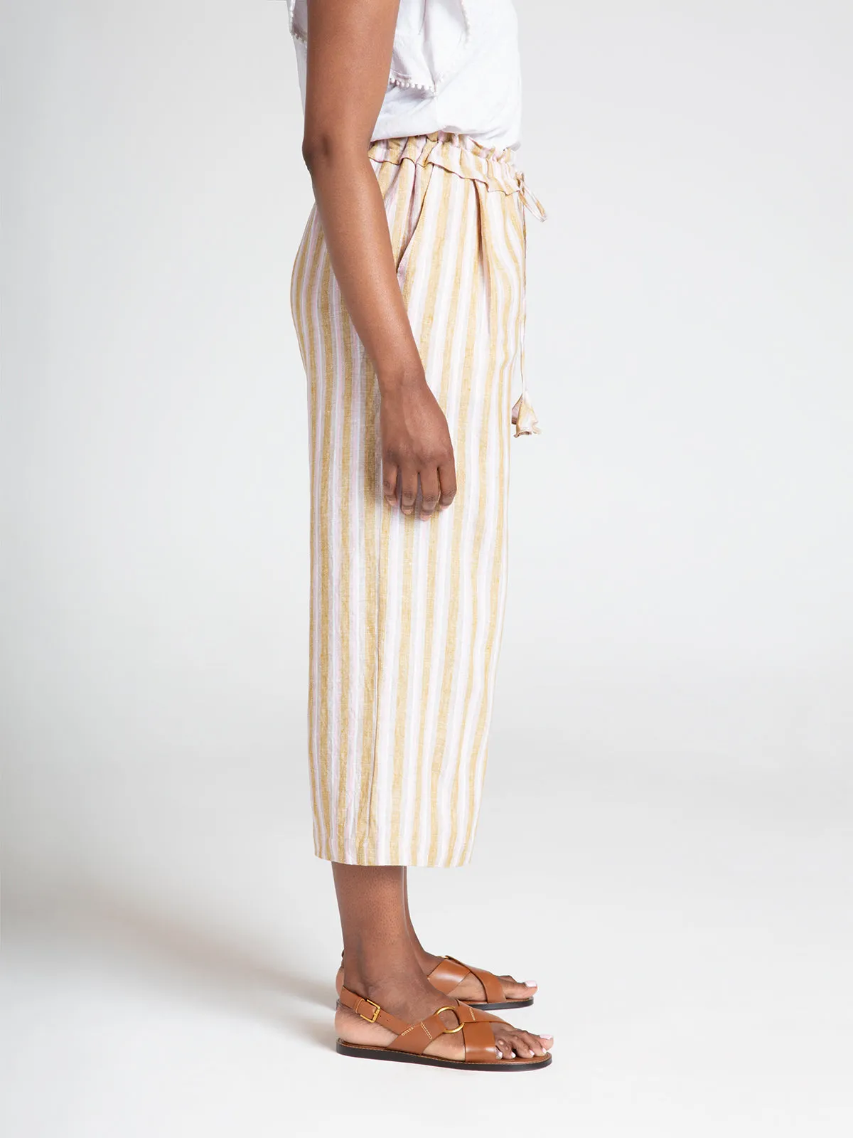 Alana Hemp Stripe Wide-Leg Culottes - Multi