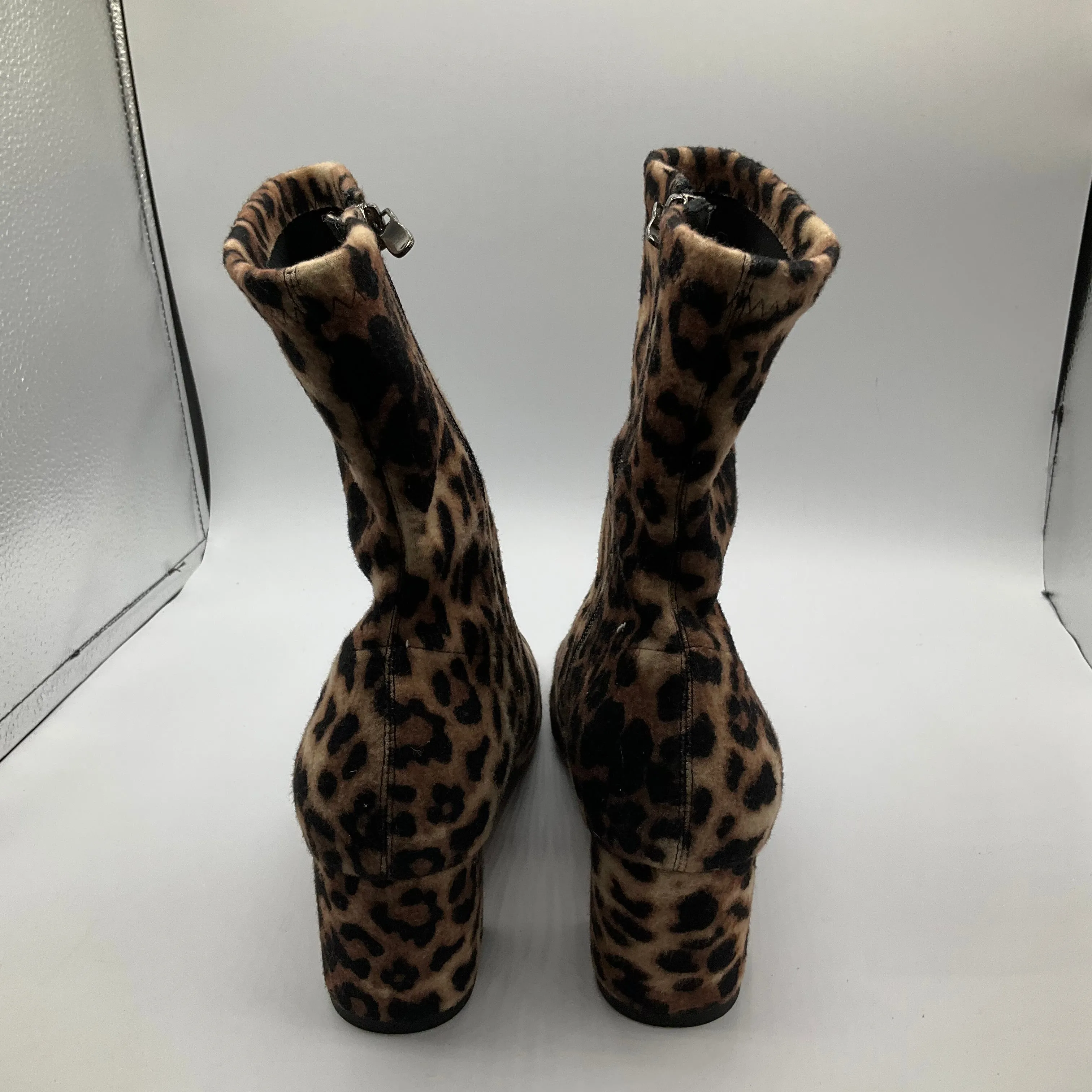 Animal Print Boots Ankle Heels Cmb, Size 8