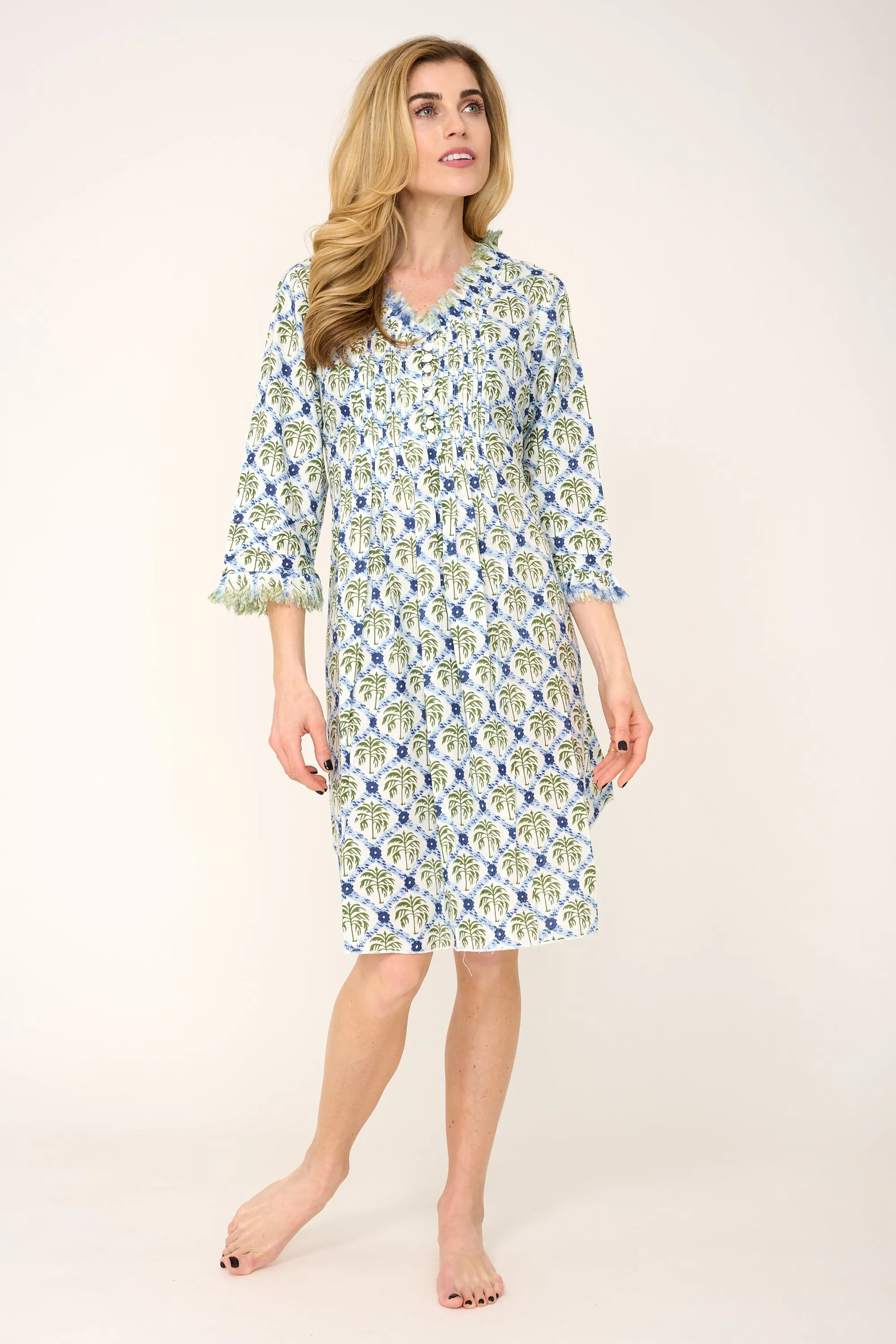 Annabel Cotton Tunic in Palm Trellis