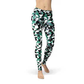 Avery Green White Camo Leggings