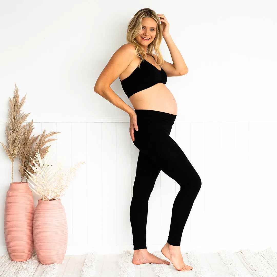 Bamboo Maternity Leggings - Yummy Maternity Black