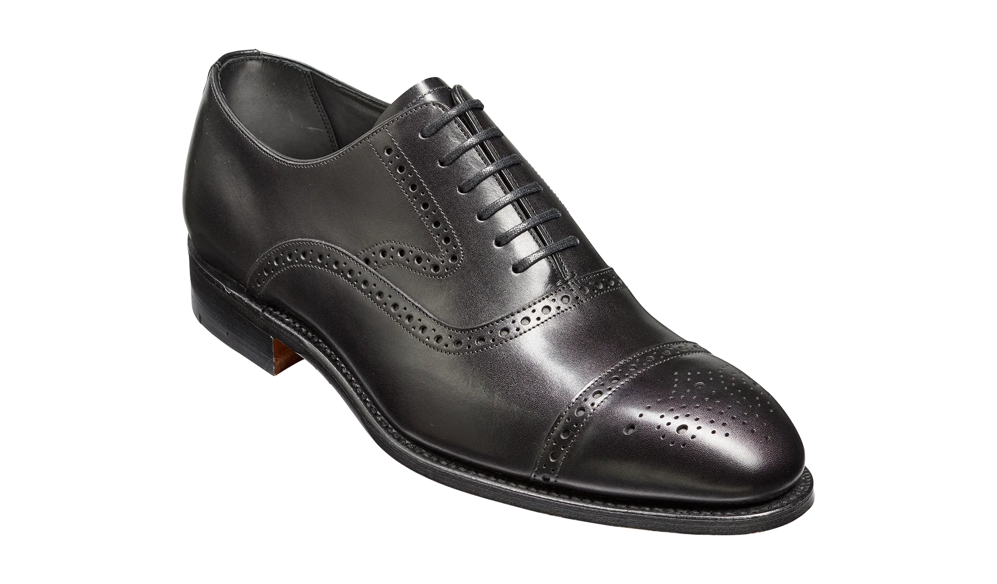 Barker Lerwick Classic semi brogue Oxford Shoe - Black Calf