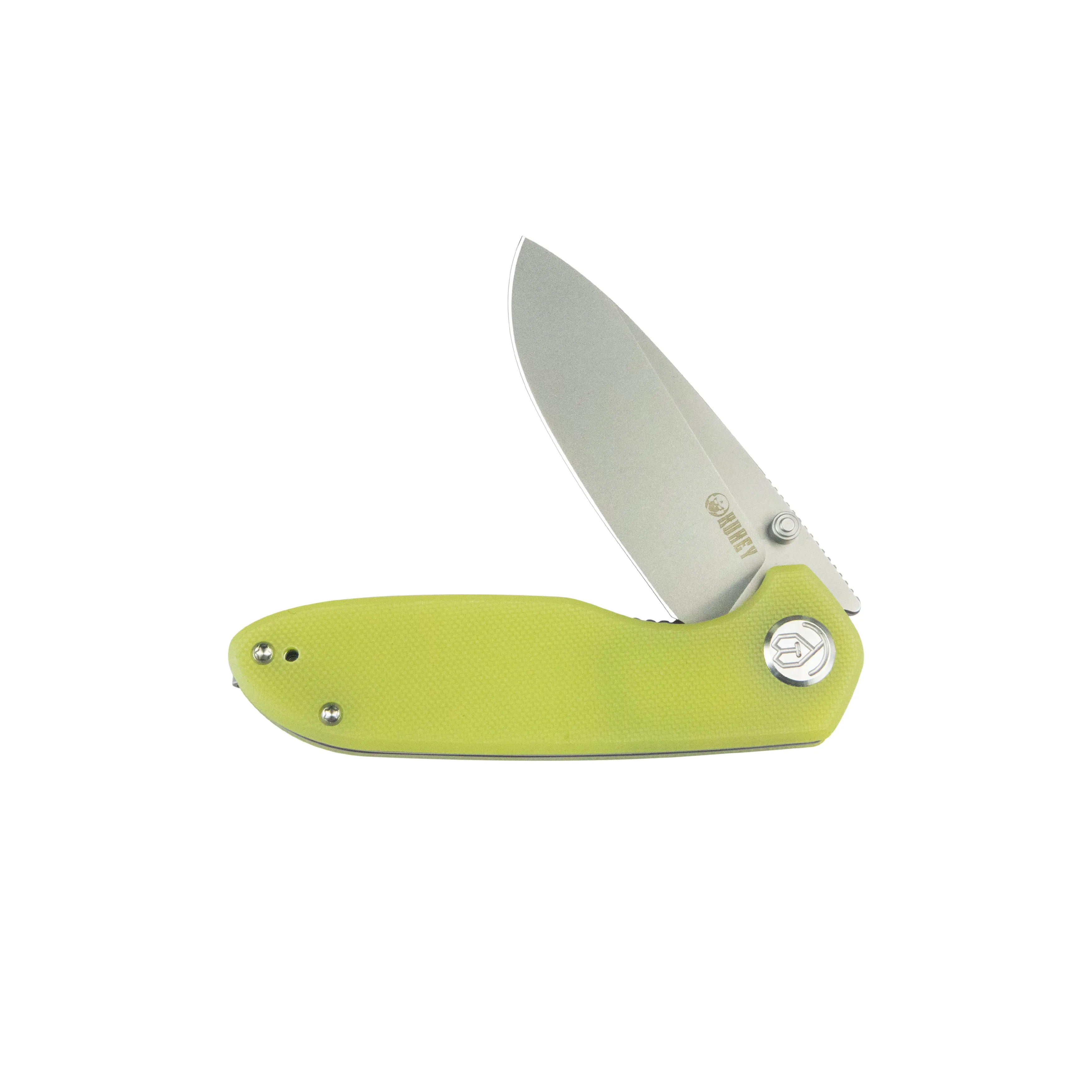 Belus Thumb Stud Everyday Carry Pocket Knife Translucent Yellow G10 Handle 2.95 Bead Blasted AUS-10 Blade KU342D