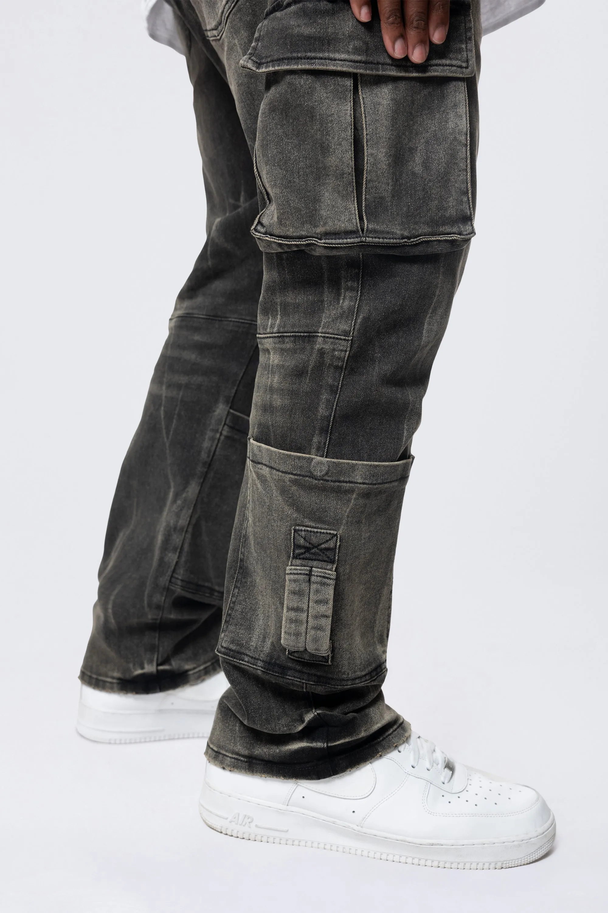 Big and Tall - Cargo Strap Jeans - Black Dust