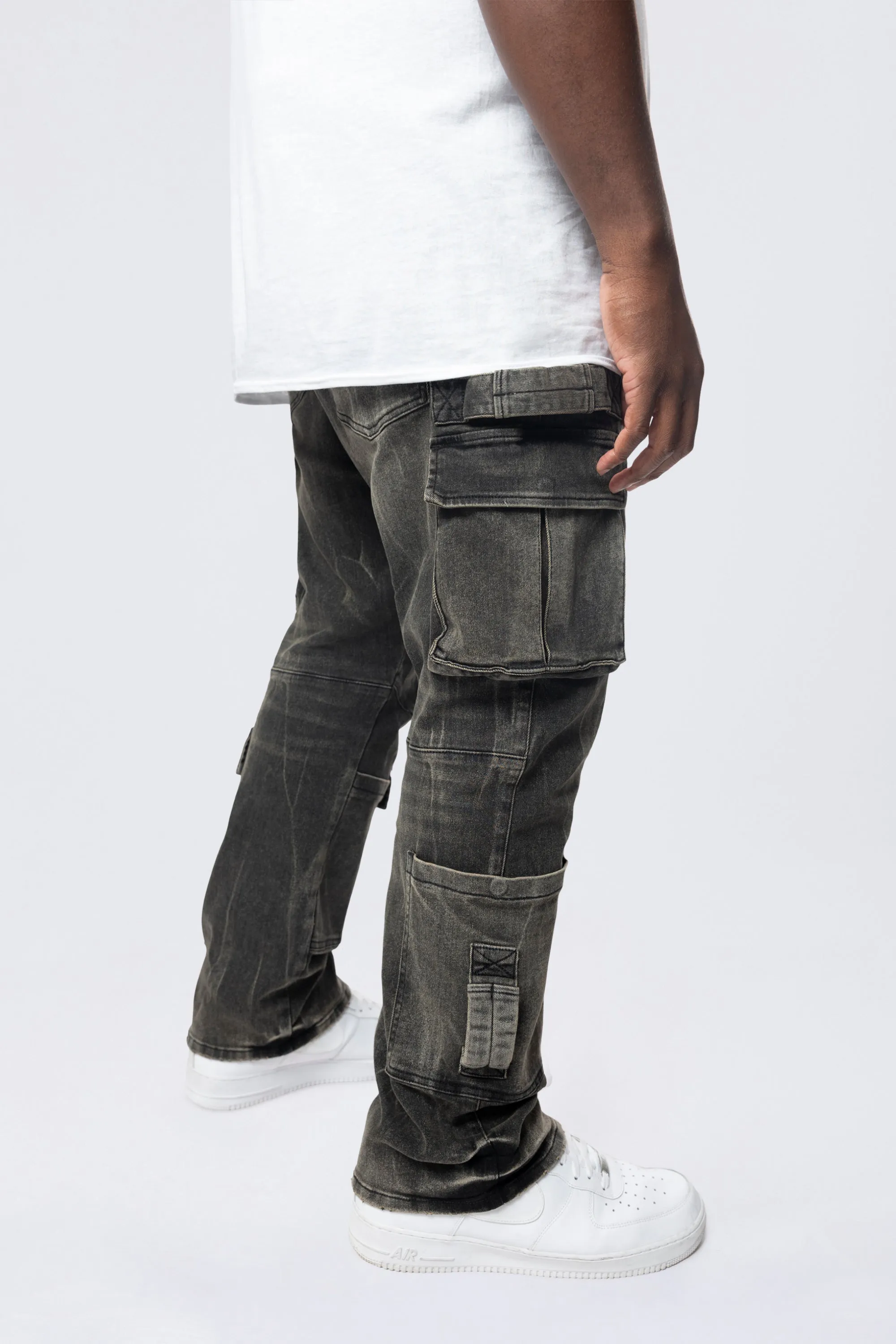 Big and Tall - Cargo Strap Jeans - Black Dust