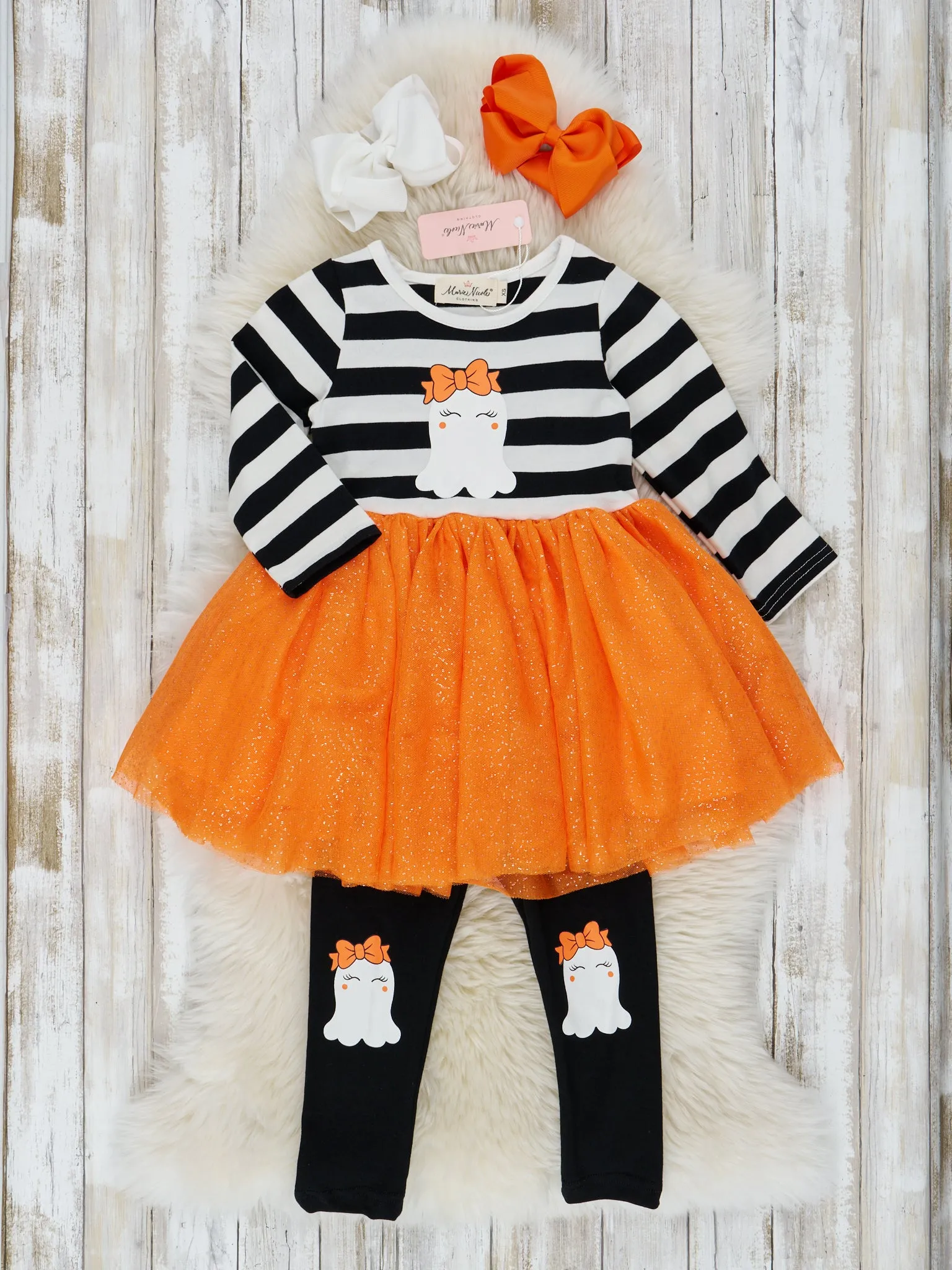 Black & White Stripe Friendly Ghost Tulle Outfit