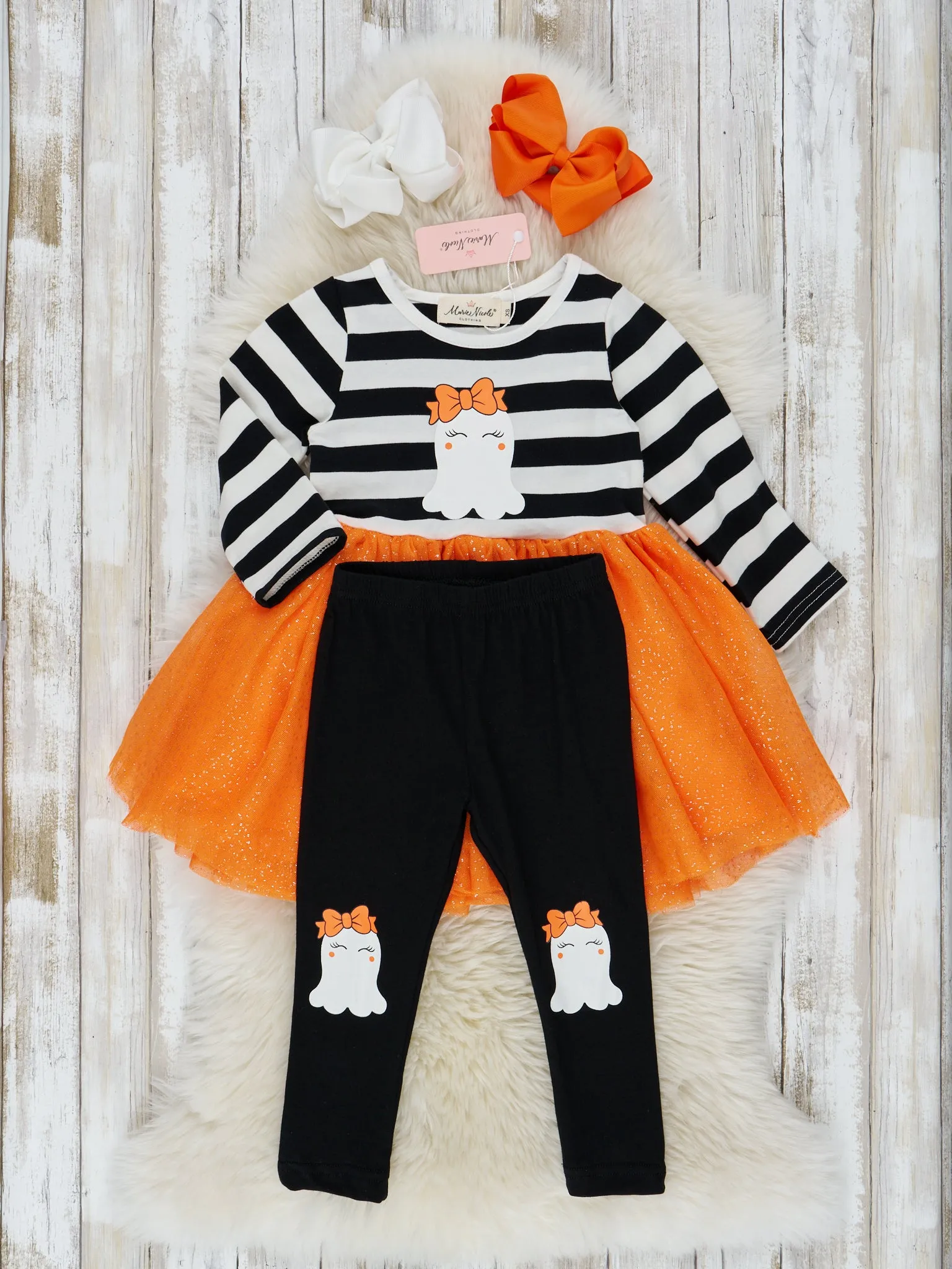 Black & White Stripe Friendly Ghost Tulle Outfit