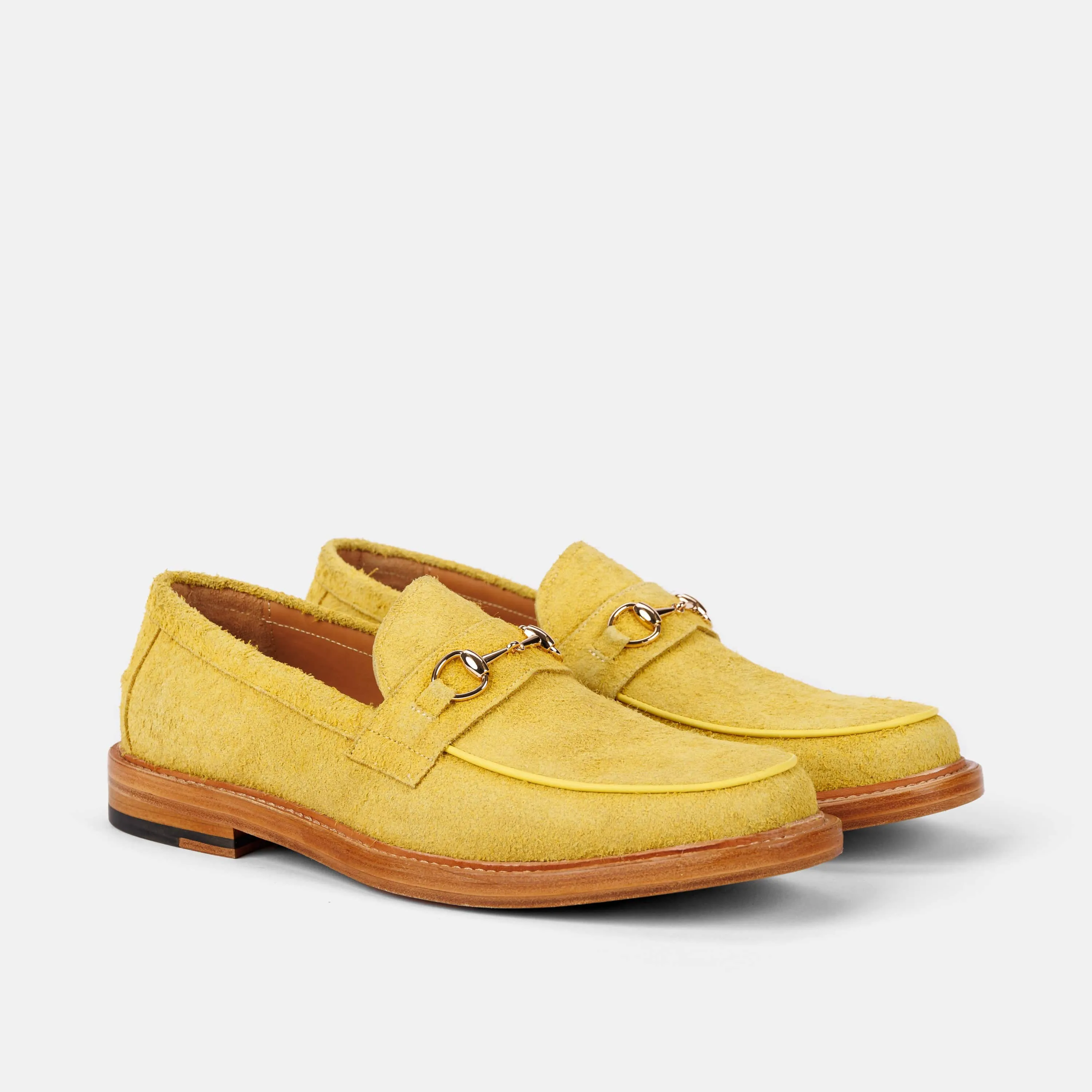 Boardwalk Canary Yellow Suede Horse-Bit Loafers