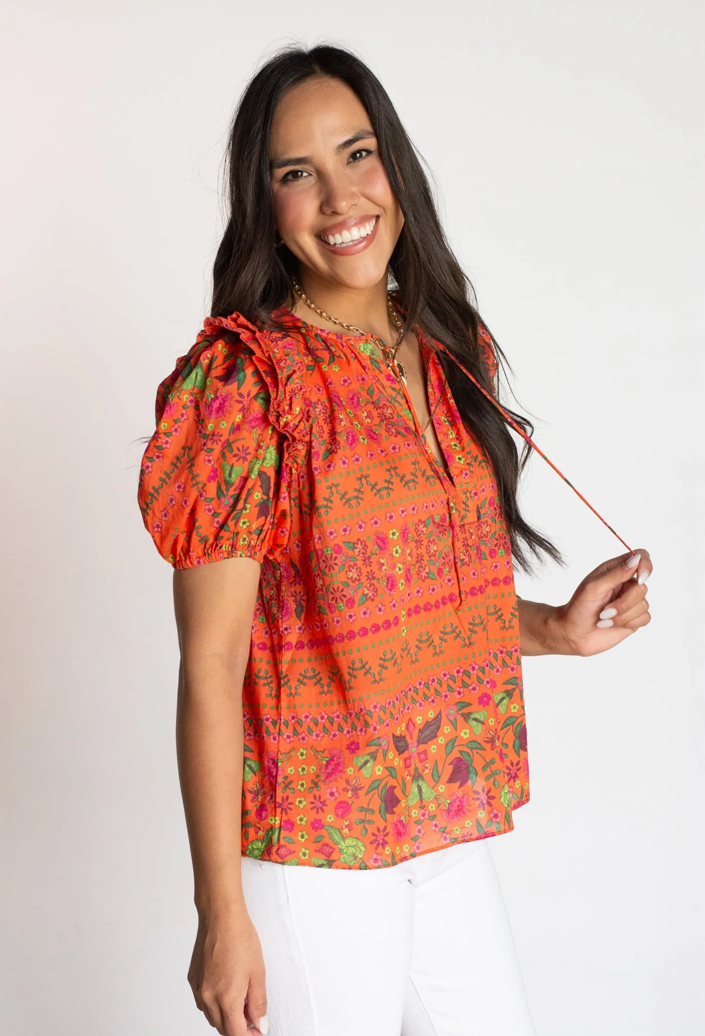 Bold Touch Orange Printed Blouse