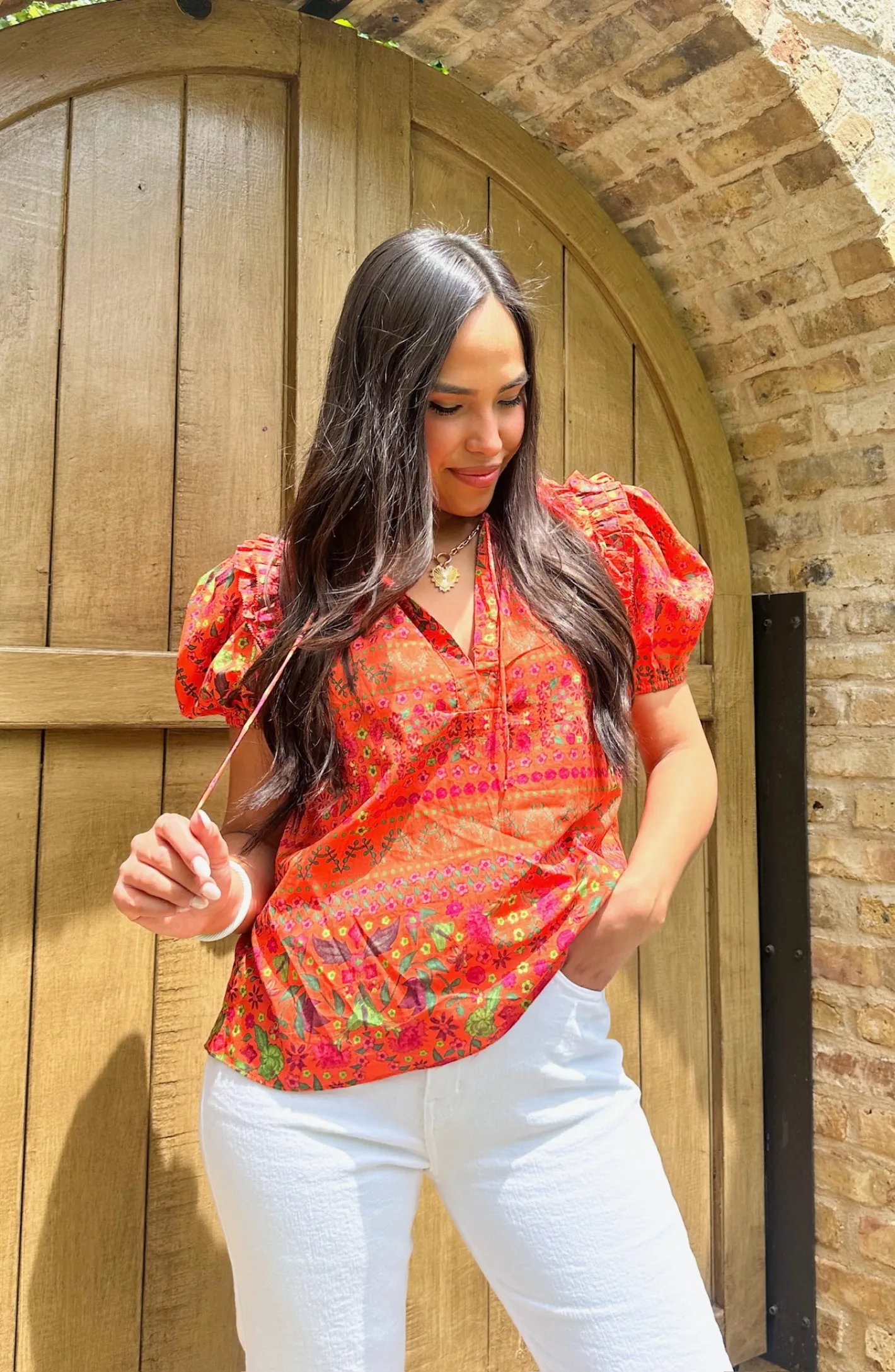 Bold Touch Orange Printed Blouse