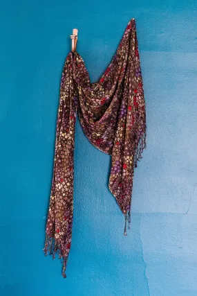 Brown Flower Print Scarf