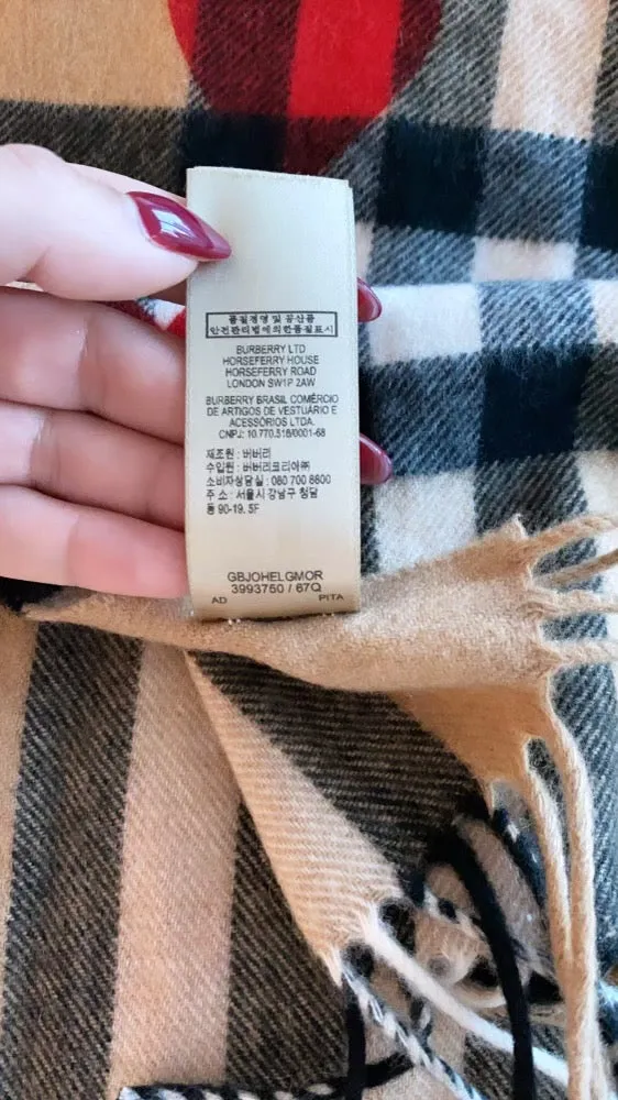 Burberry Heart and check print scarf