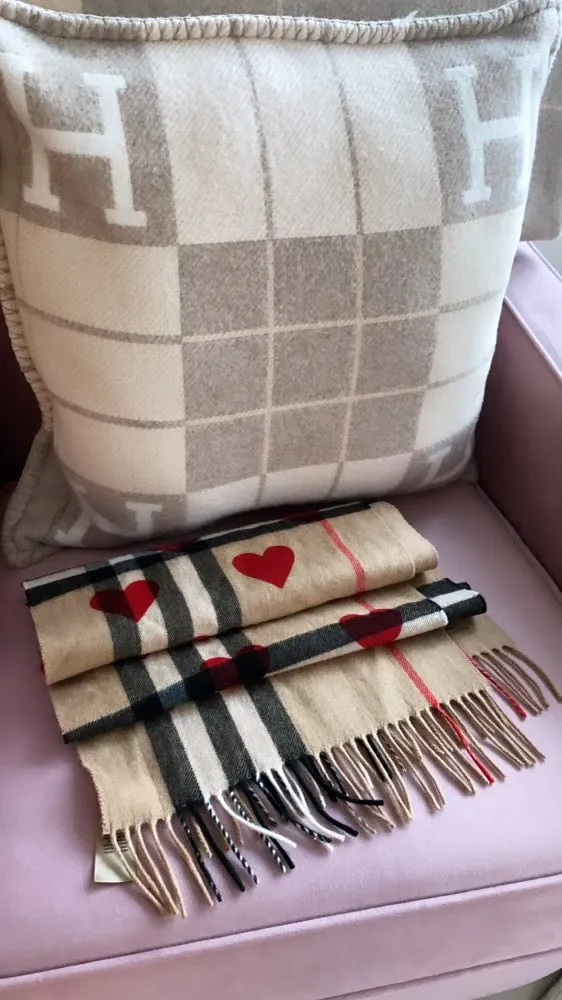 Burberry Heart and check print scarf