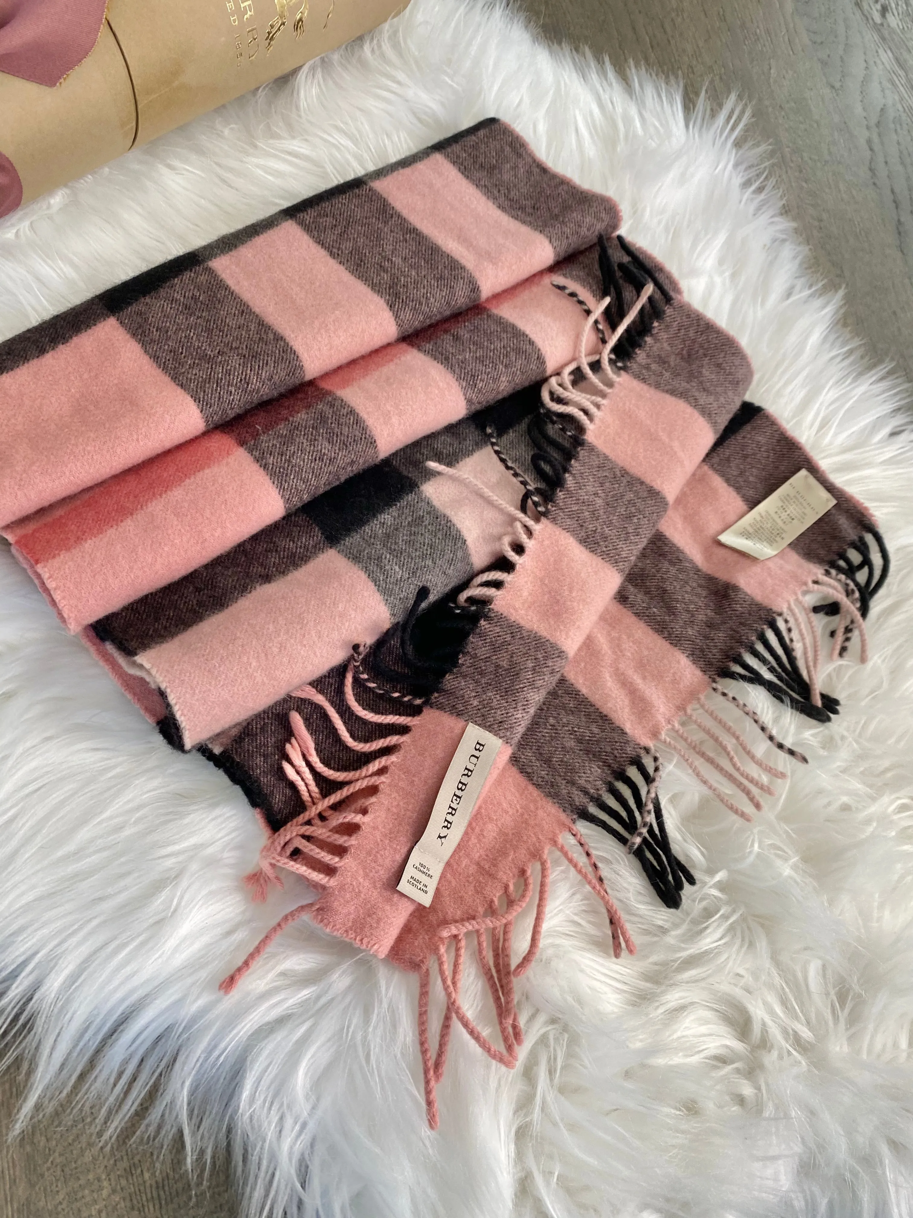 Burberry Pink Check Scarf