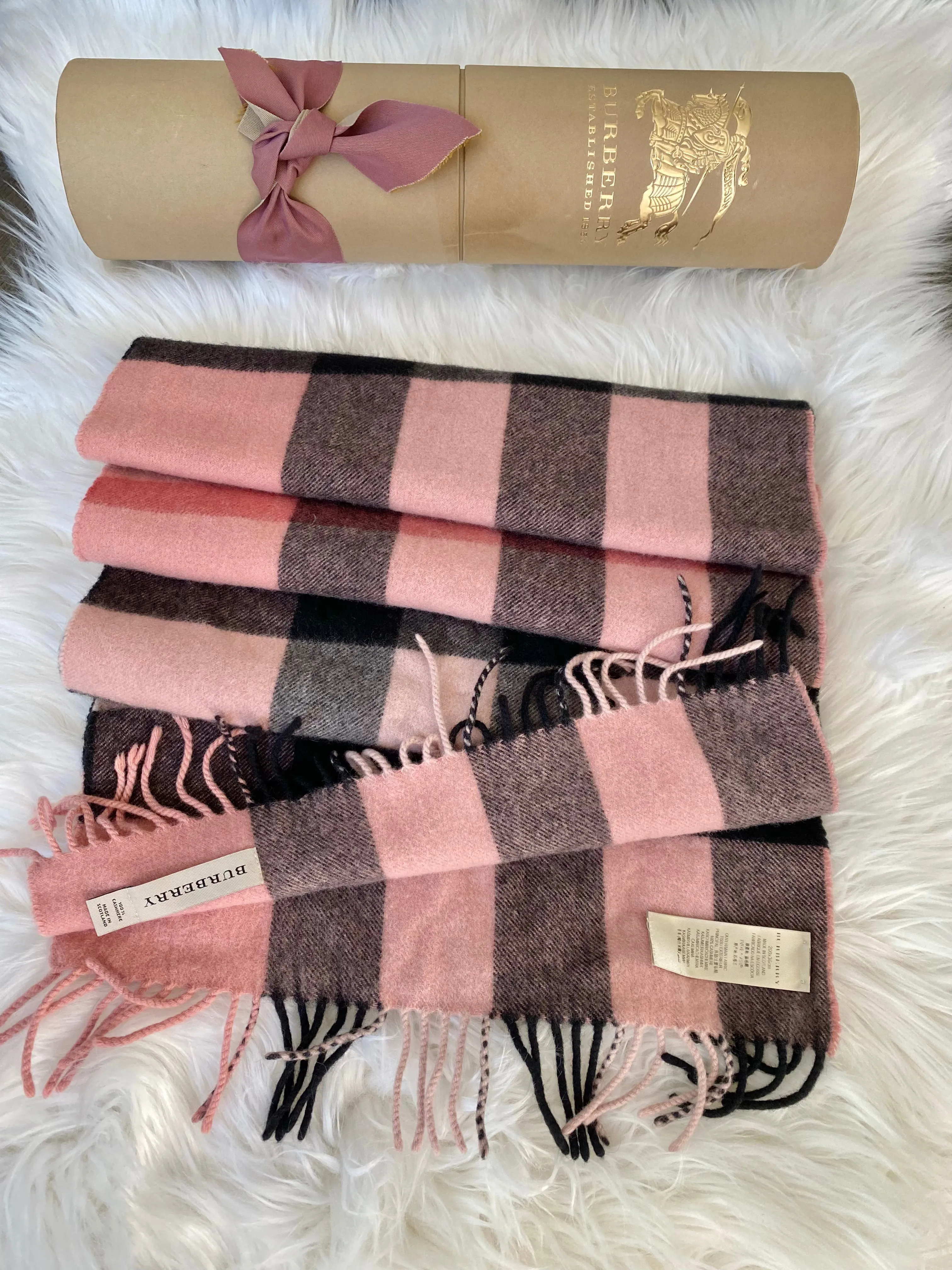 Burberry Pink Check Scarf