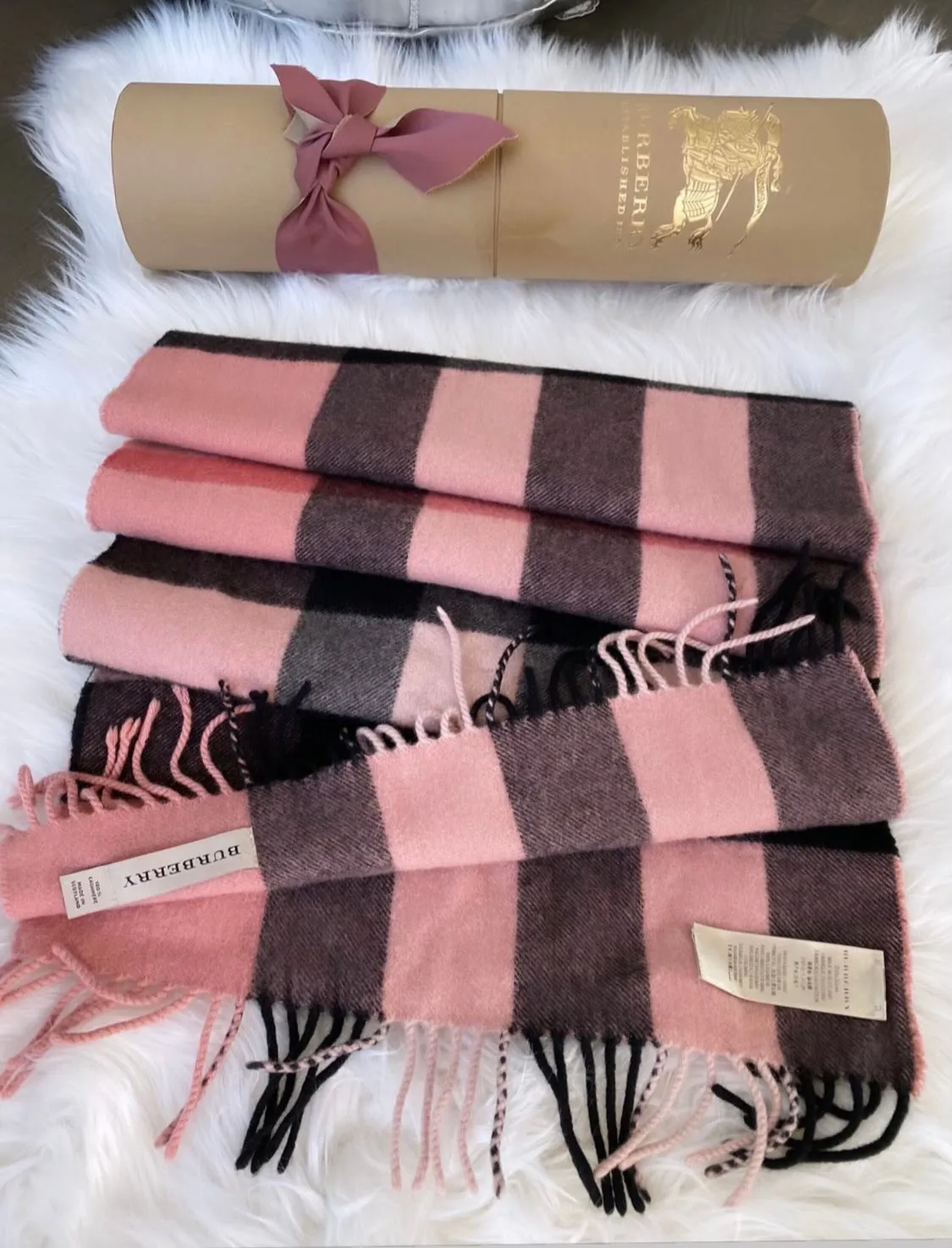 Burberry Pink Check Scarf