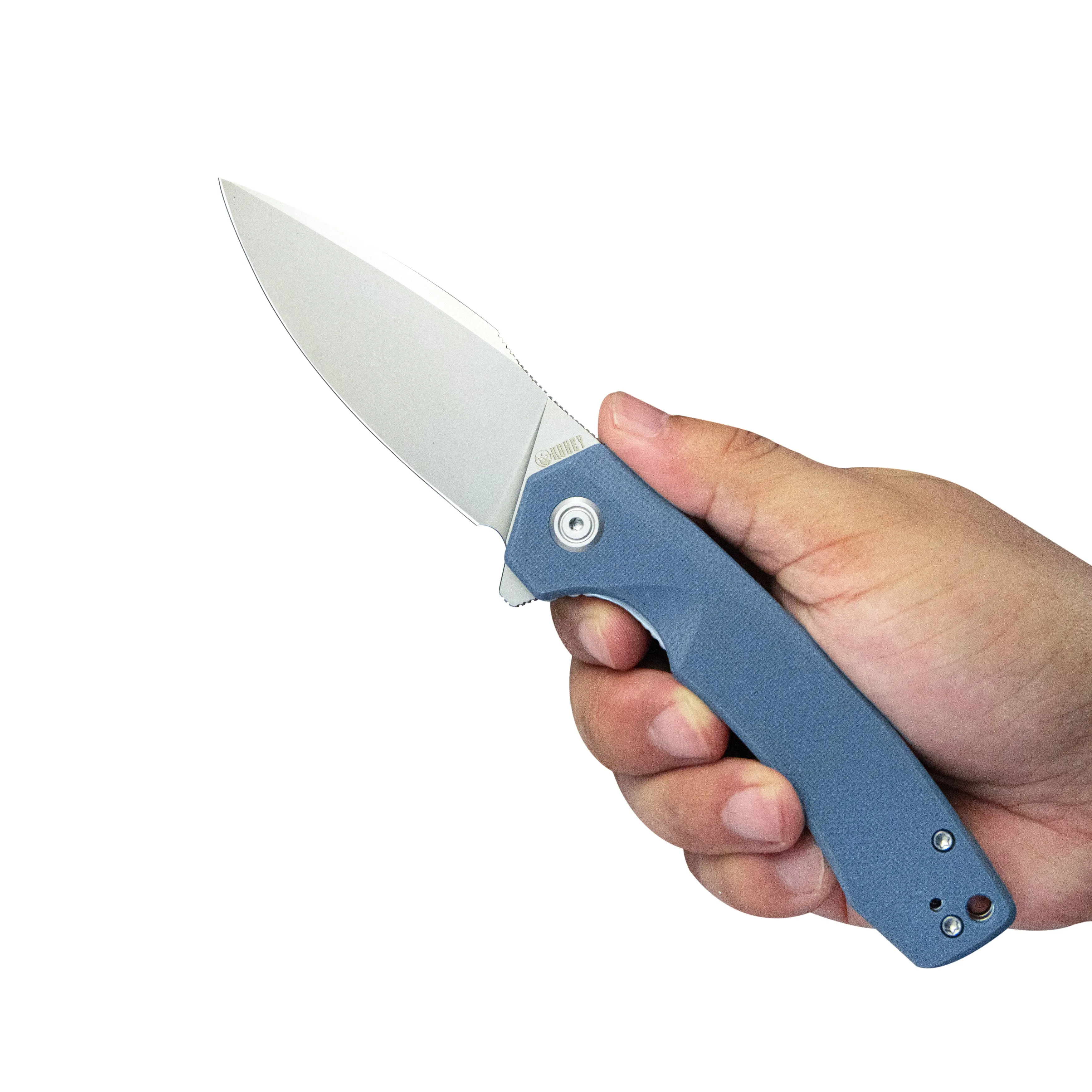 Calyce Liner Lock Flipper Folding Knife Blue G10 Handle 3.27 Bead Blasted AUS-10 KU901M