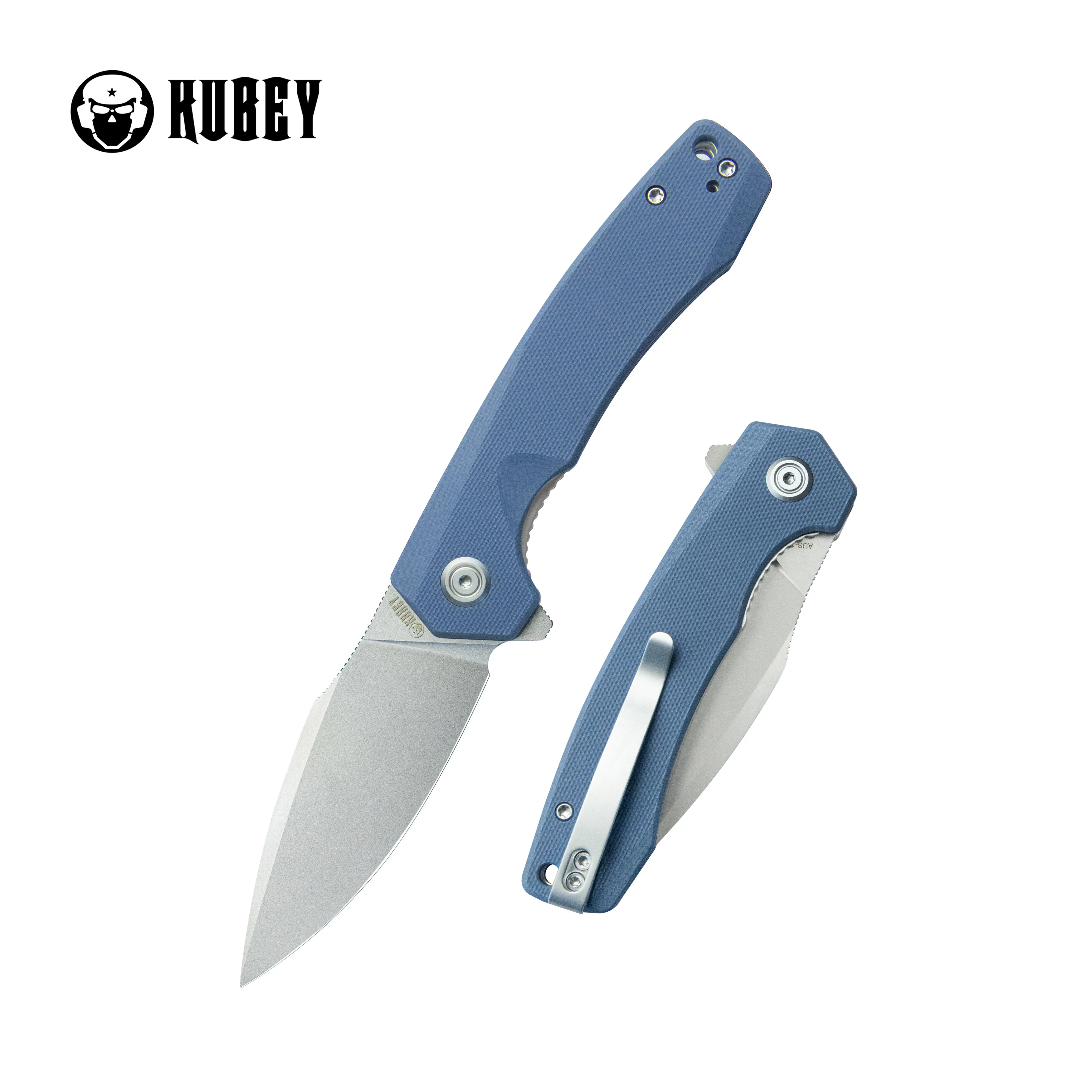 Calyce Liner Lock Flipper Folding Knife Blue G10 Handle 3.27 Bead Blasted AUS-10 KU901M