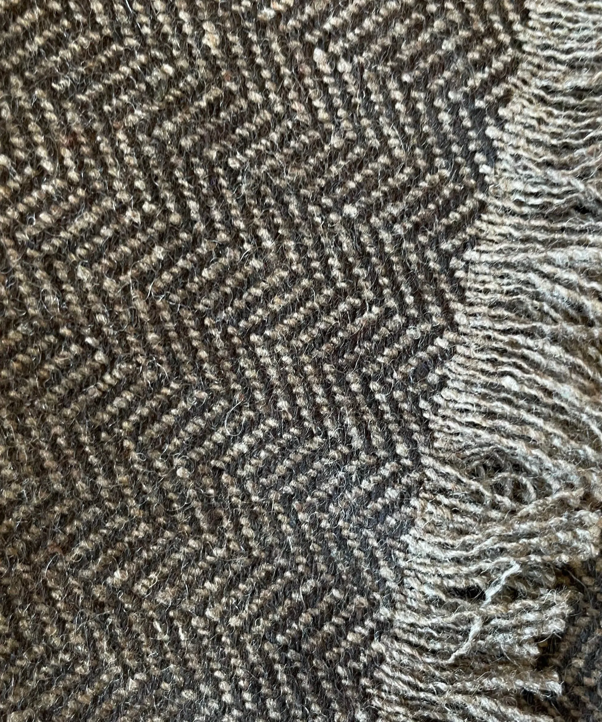 Carob Brown Herringbone Tweed Scarf