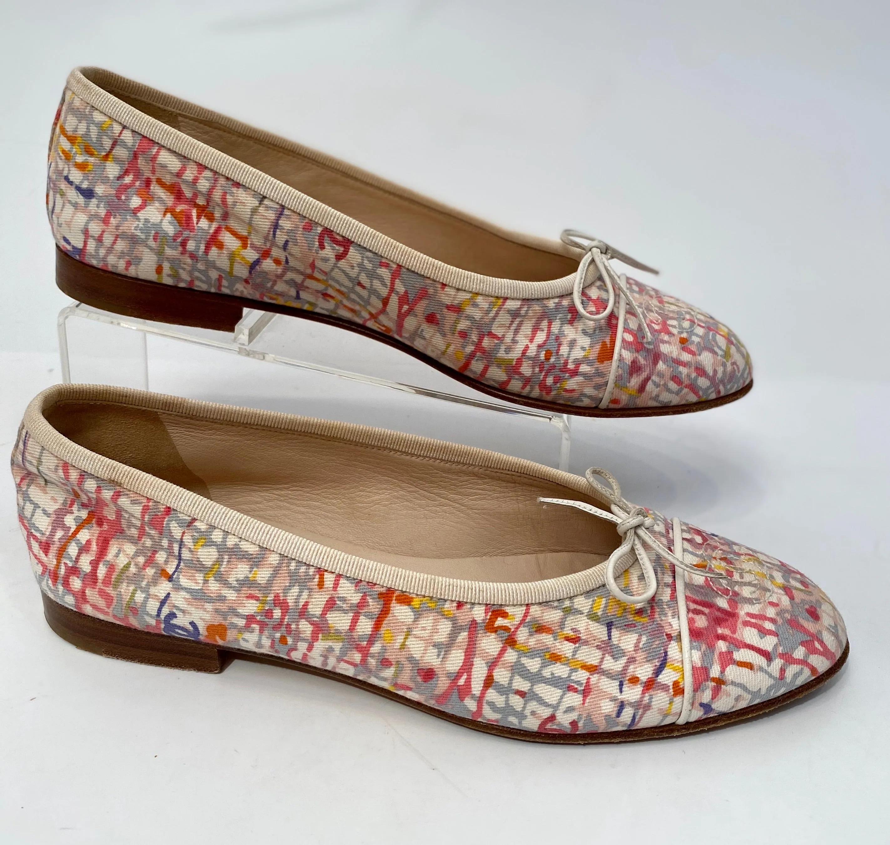 Chanel fabric multicolor ballet ballerina flats EU 38