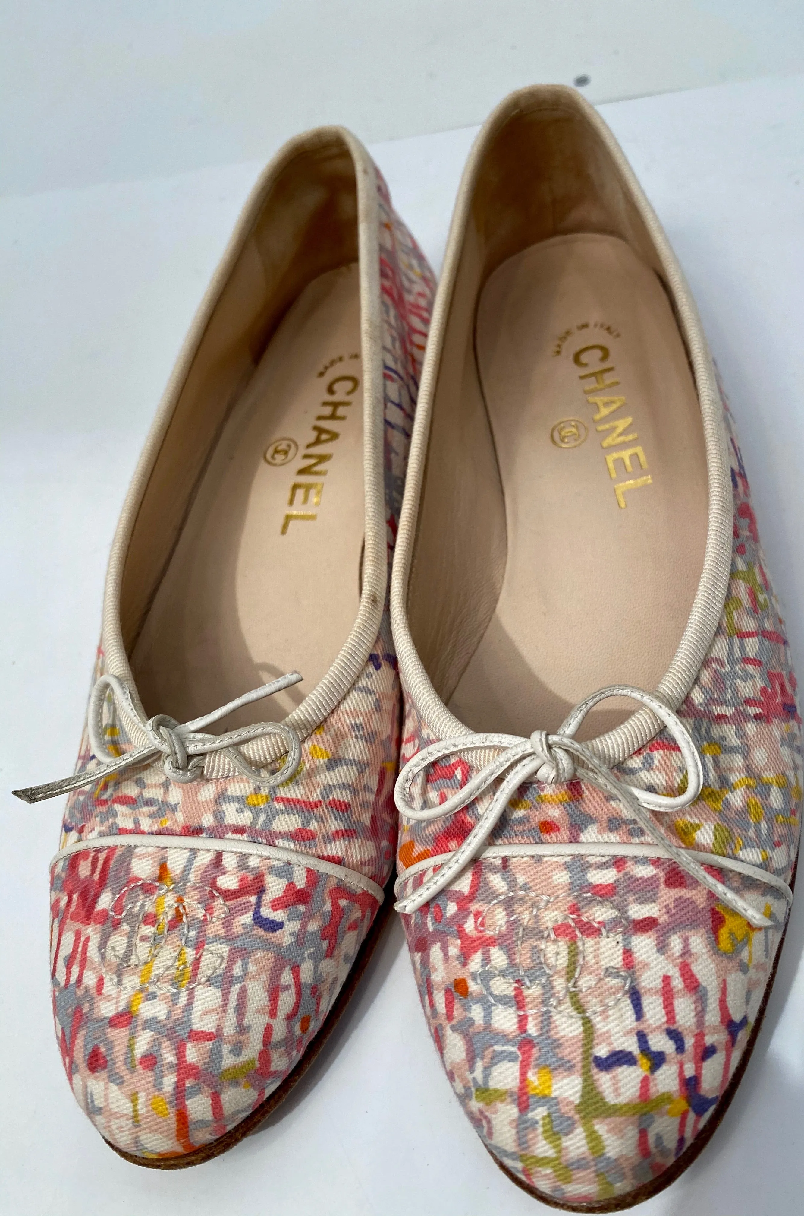 Chanel fabric multicolor ballet ballerina flats EU 38