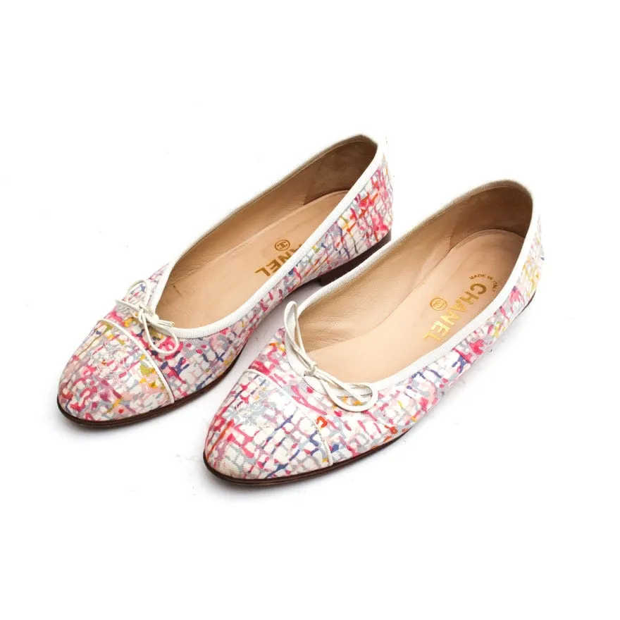 Chanel fabric multicolor ballet ballerina flats EU 38