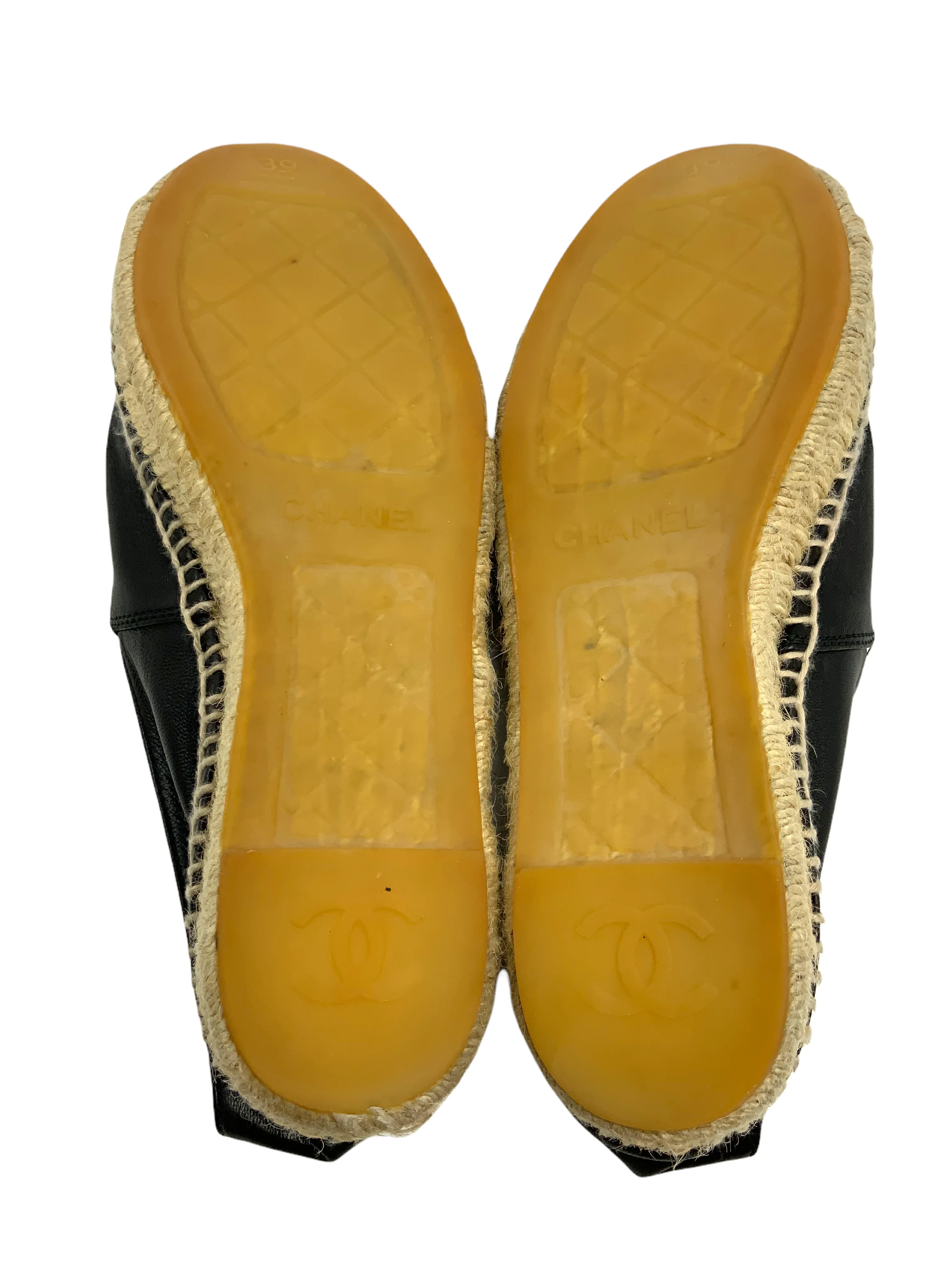 Chanel Lambskin Leather CC Espadrille Flats Size 9