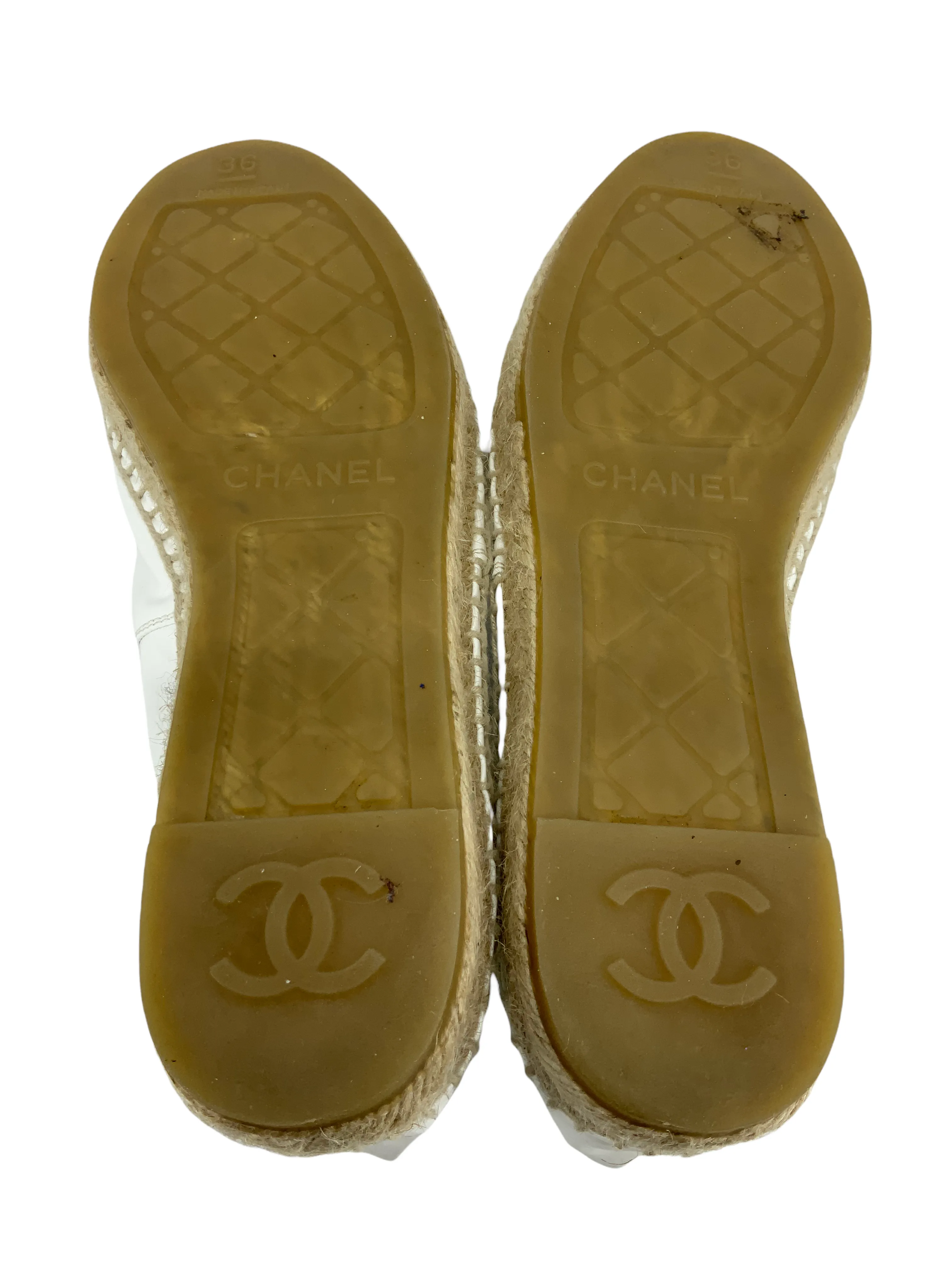 Chanel Patent Leather CC Espadrille Flats Size 6