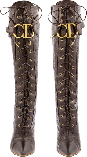 Christian Dior Fall 2000 Runway Logo Embossed Boots