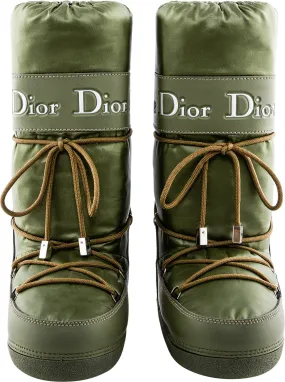 Christian Dior Olive Logo Moon Boots