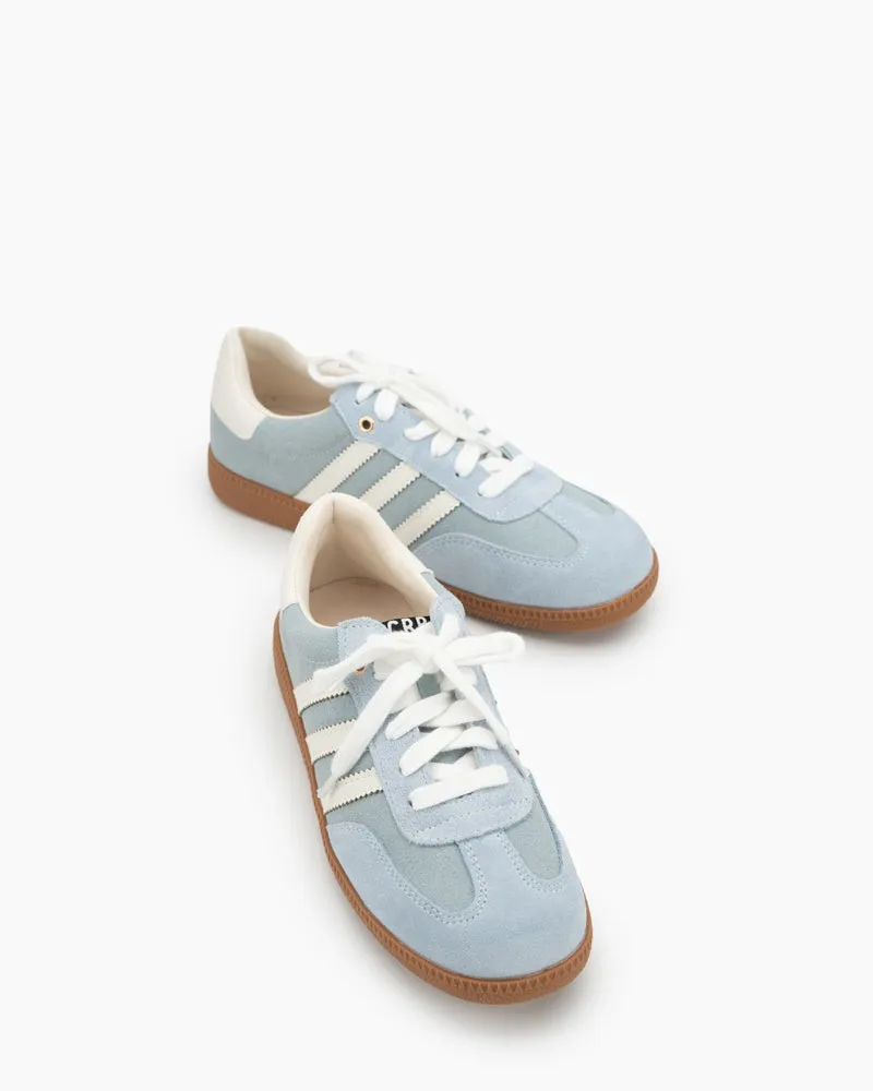 (Clean Up - US 8) Light Blue Suede Leather Flat Sneakers