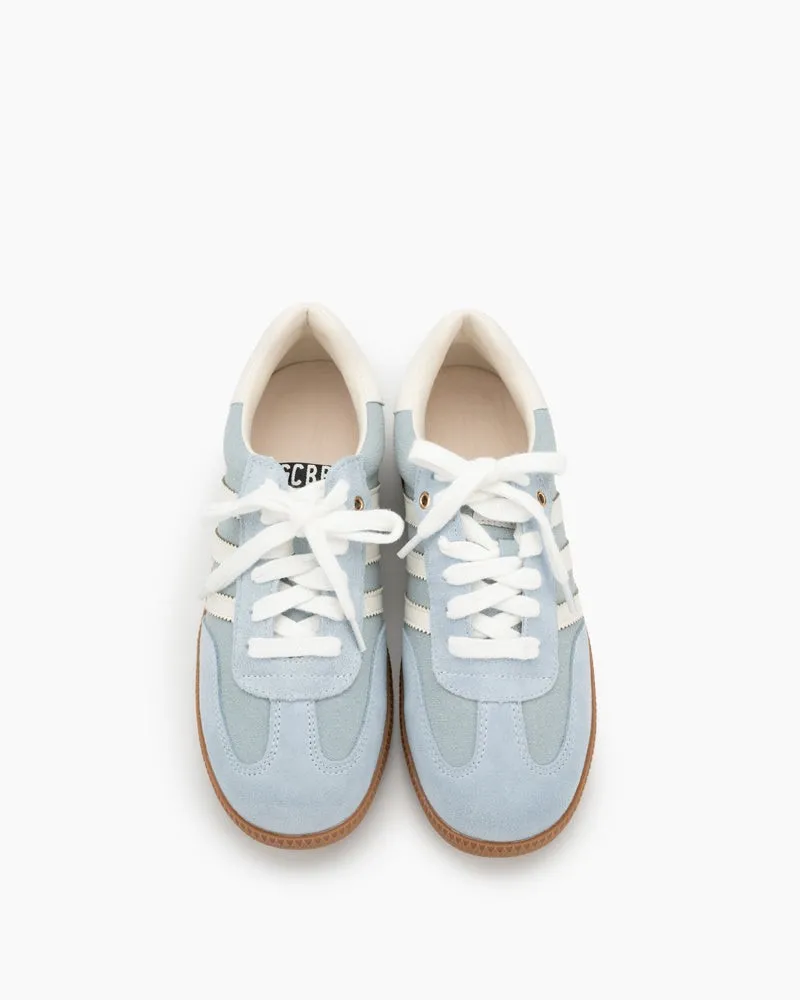 (Clean Up - US 8) Light Blue Suede Leather Flat Sneakers