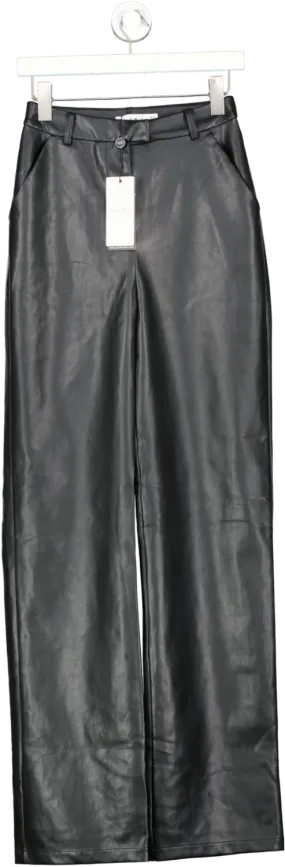 Club L Black Faux Leather High Waist Wide Leg Trouser UK 6