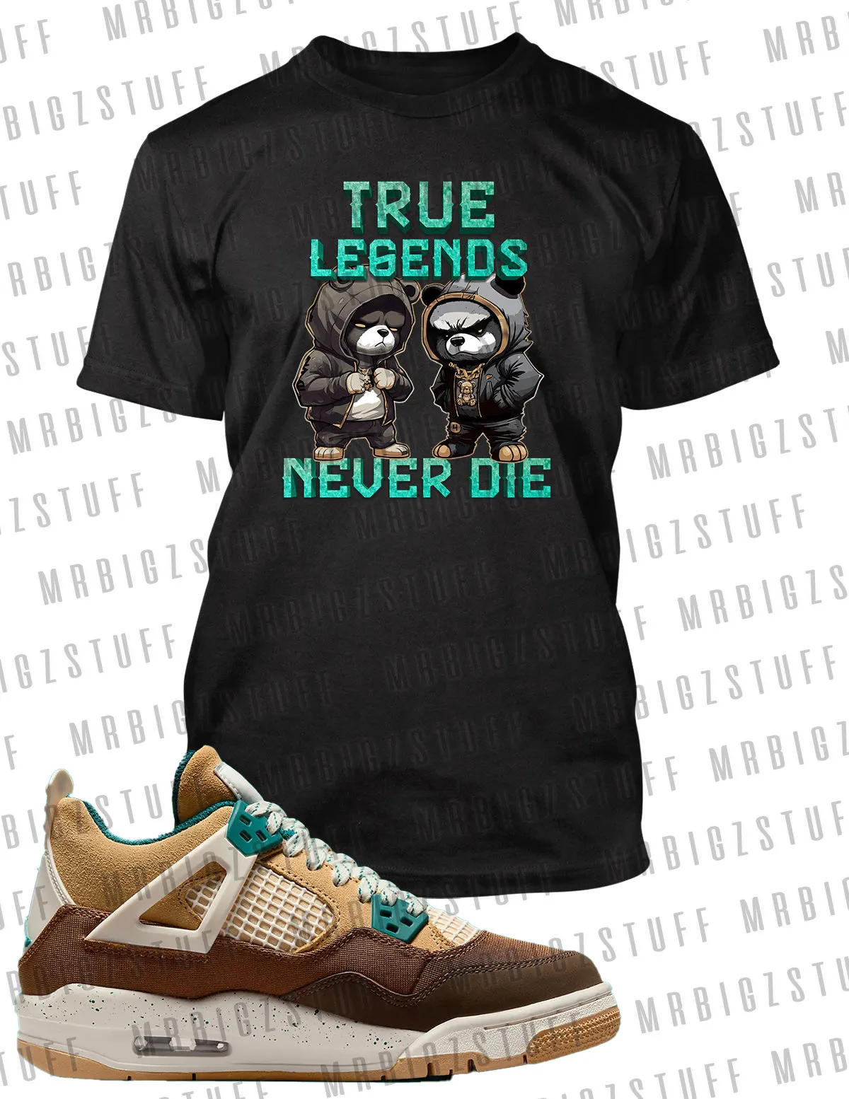 Copy of True Legends Bears Tee To Match Jordan 4 Cacao Sneaker Pro Club Shaka Big Tall Small T