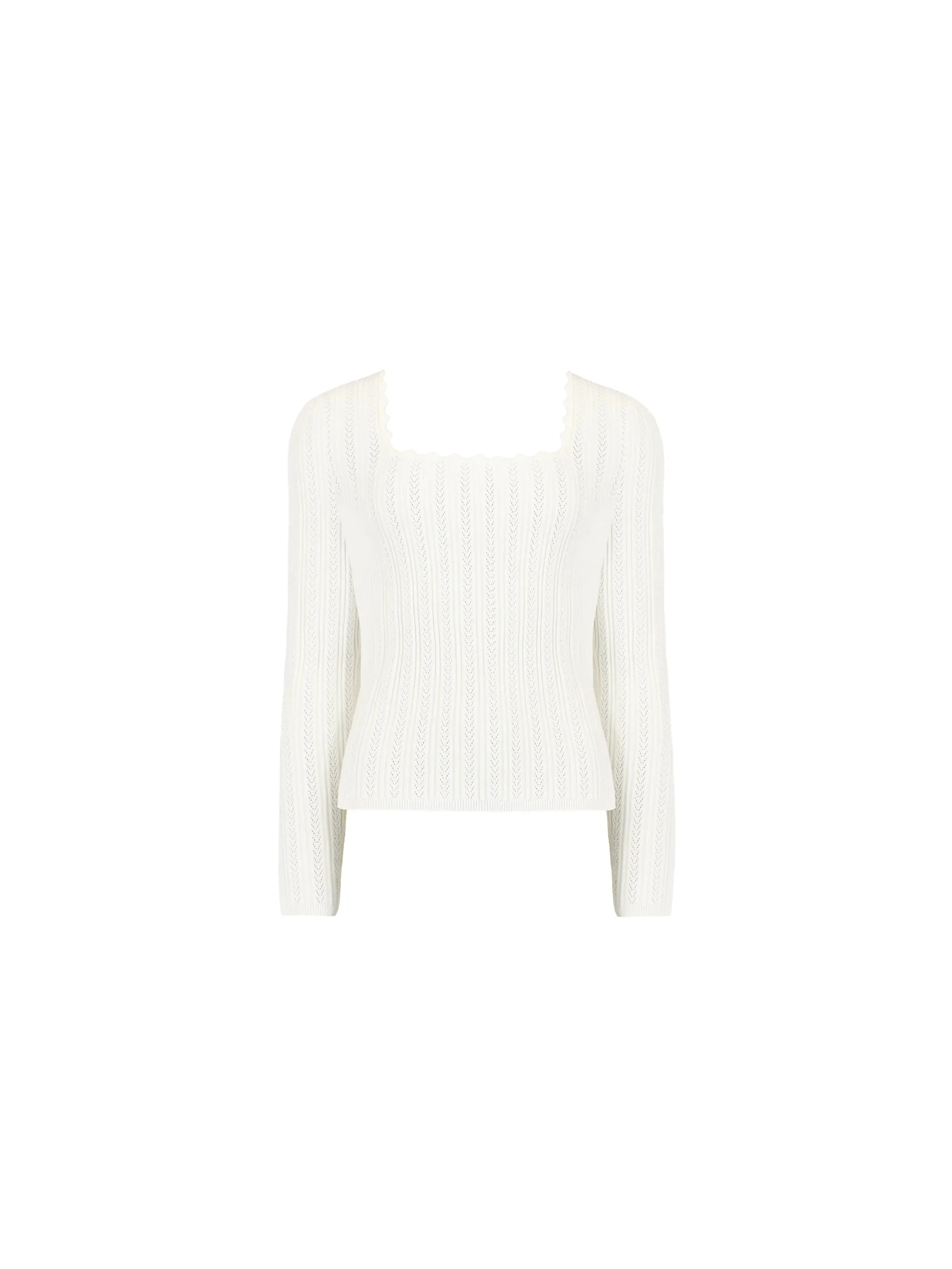 Cream Knit Square Neck Top