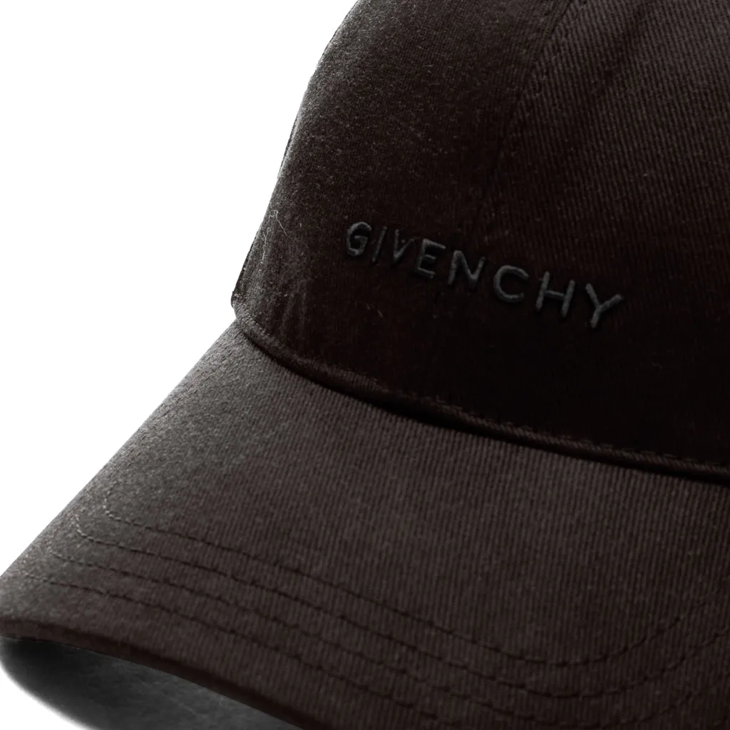 Curved Cap With Embroidered Logo - Chocolate