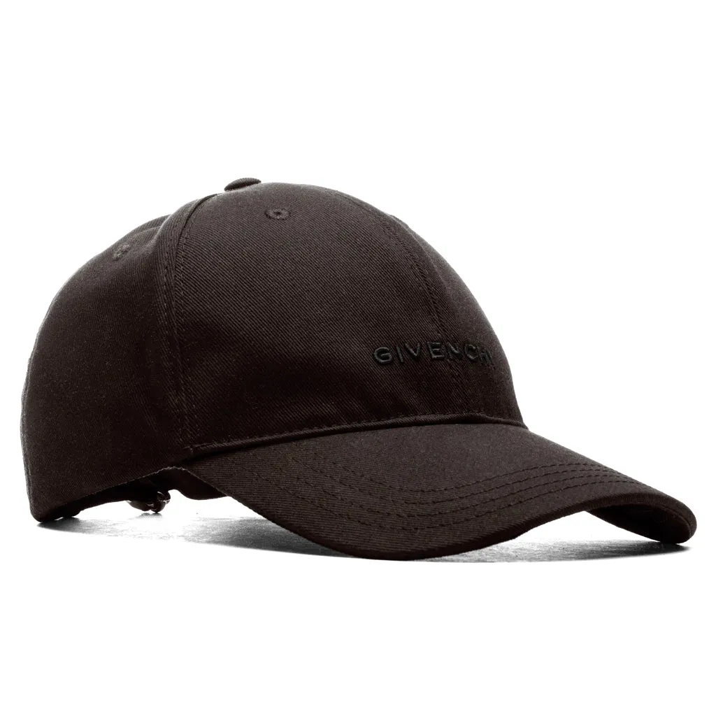 Curved Cap With Embroidered Logo - Chocolate