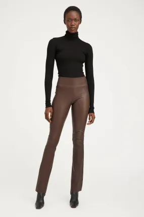 Dark Chocolate Leather Micro Flare Pants