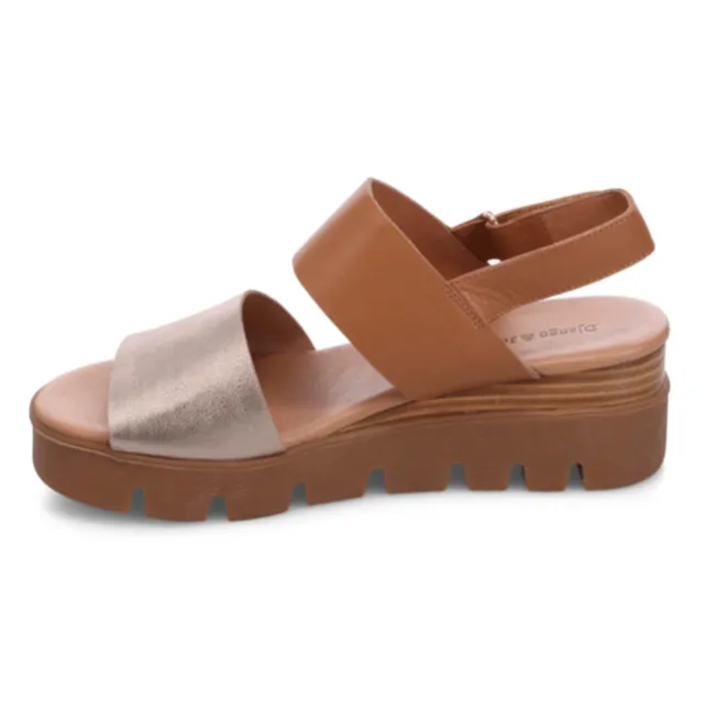 Django & Juliette RUNAR Wedge Sandal in Champagne-Tan Leather