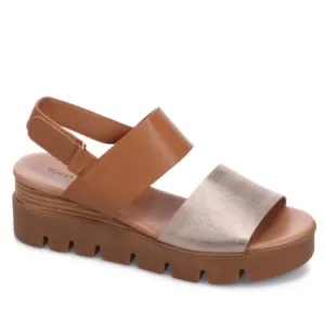 Django & Juliette RUNAR Wedge Sandal in Champagne-Tan Leather