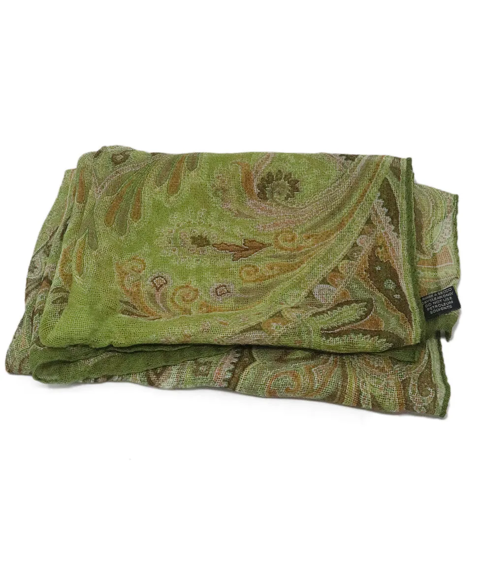 Etro Olive & Brown Print Silk Scarf