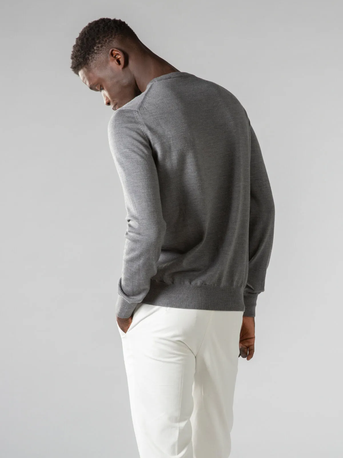 Extrafine Merino Crew Neck Sweater Dark Grey