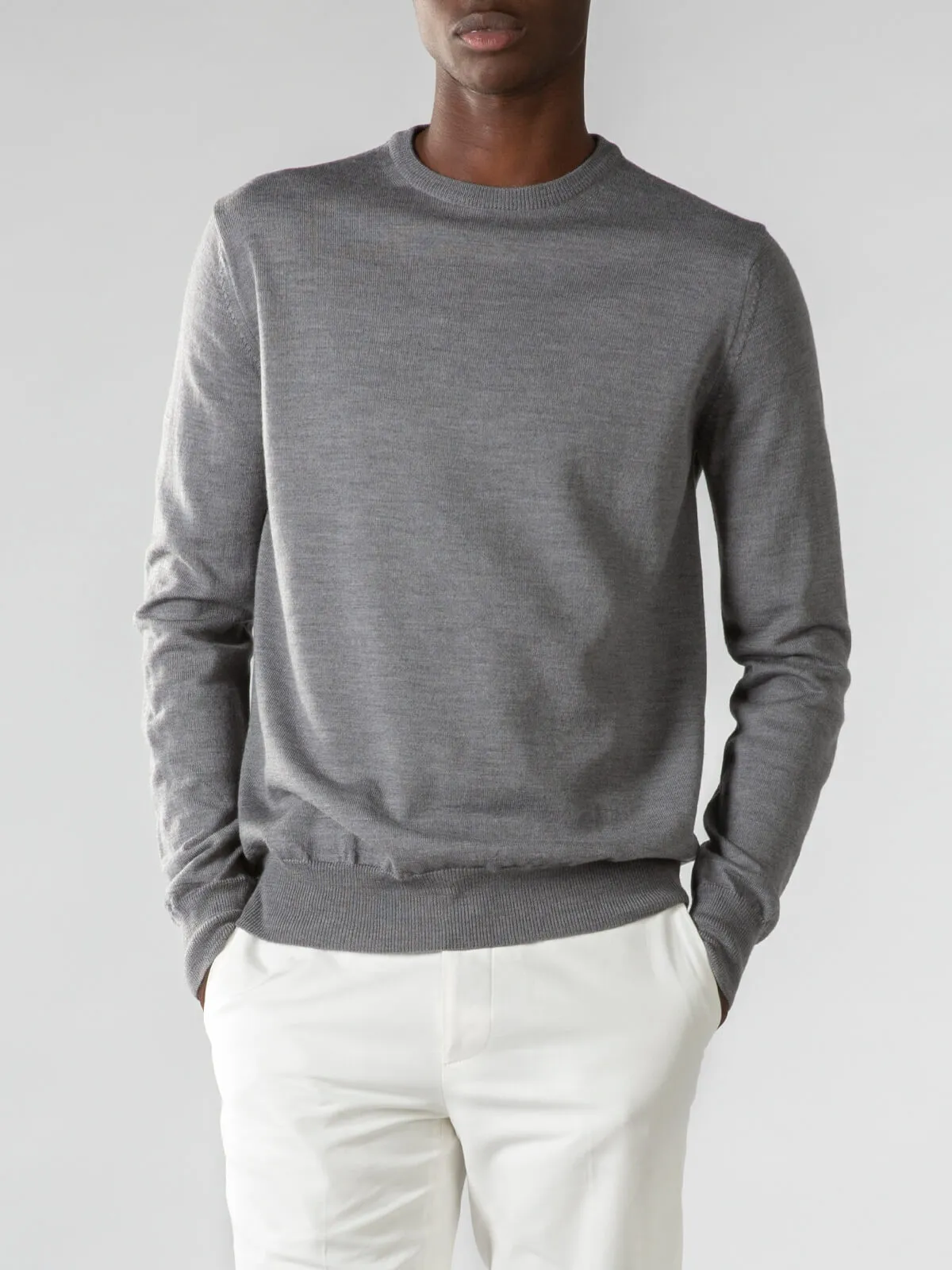 Extrafine Merino Crew Neck Sweater Dark Grey